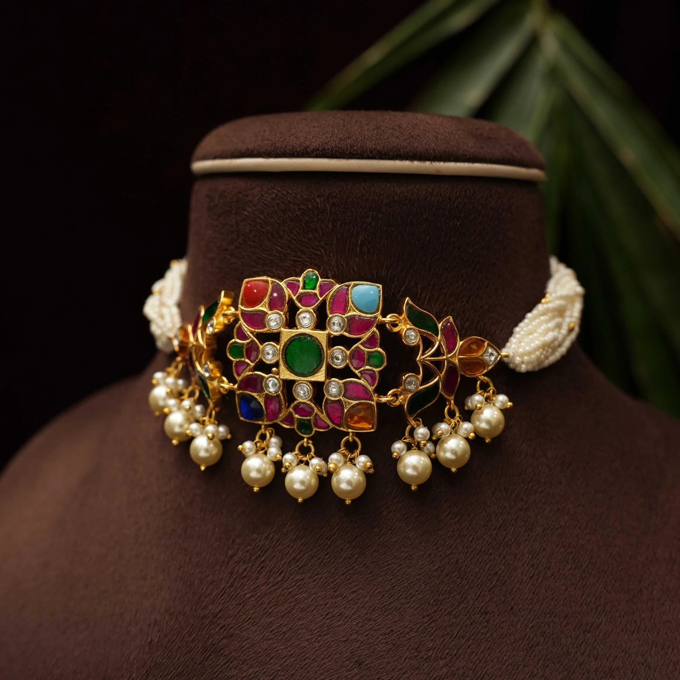 Mohena Polki Choker - Multicolor