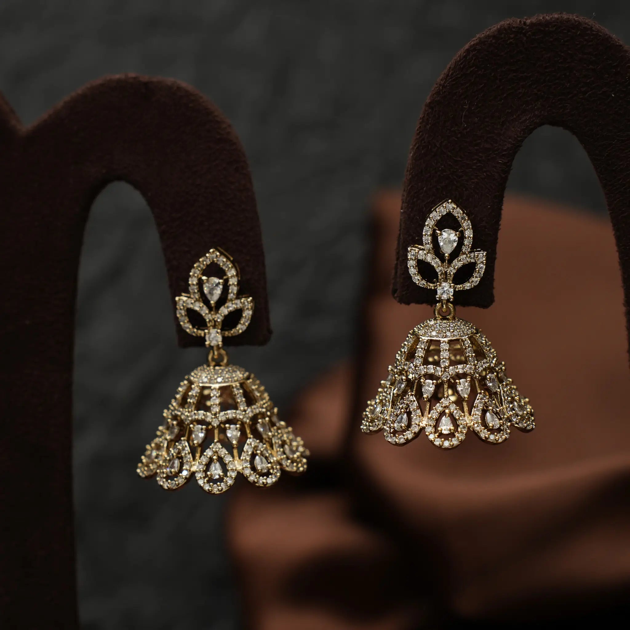 Moulisha Zircon Jhumka Earrings