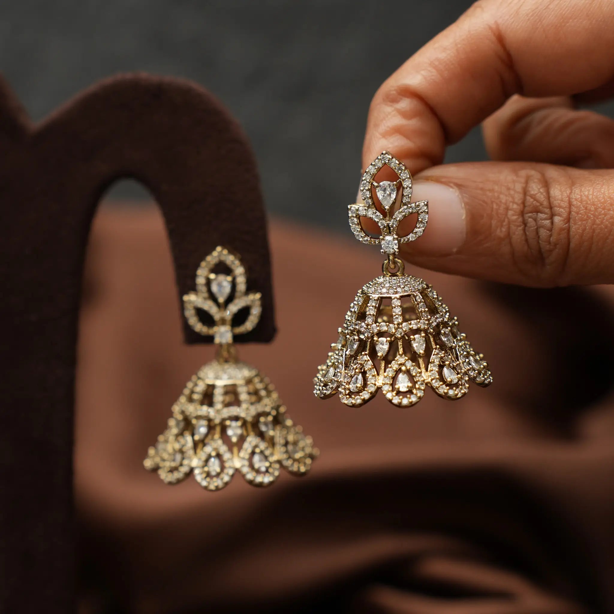 Moulisha Zircon Jhumka Earrings