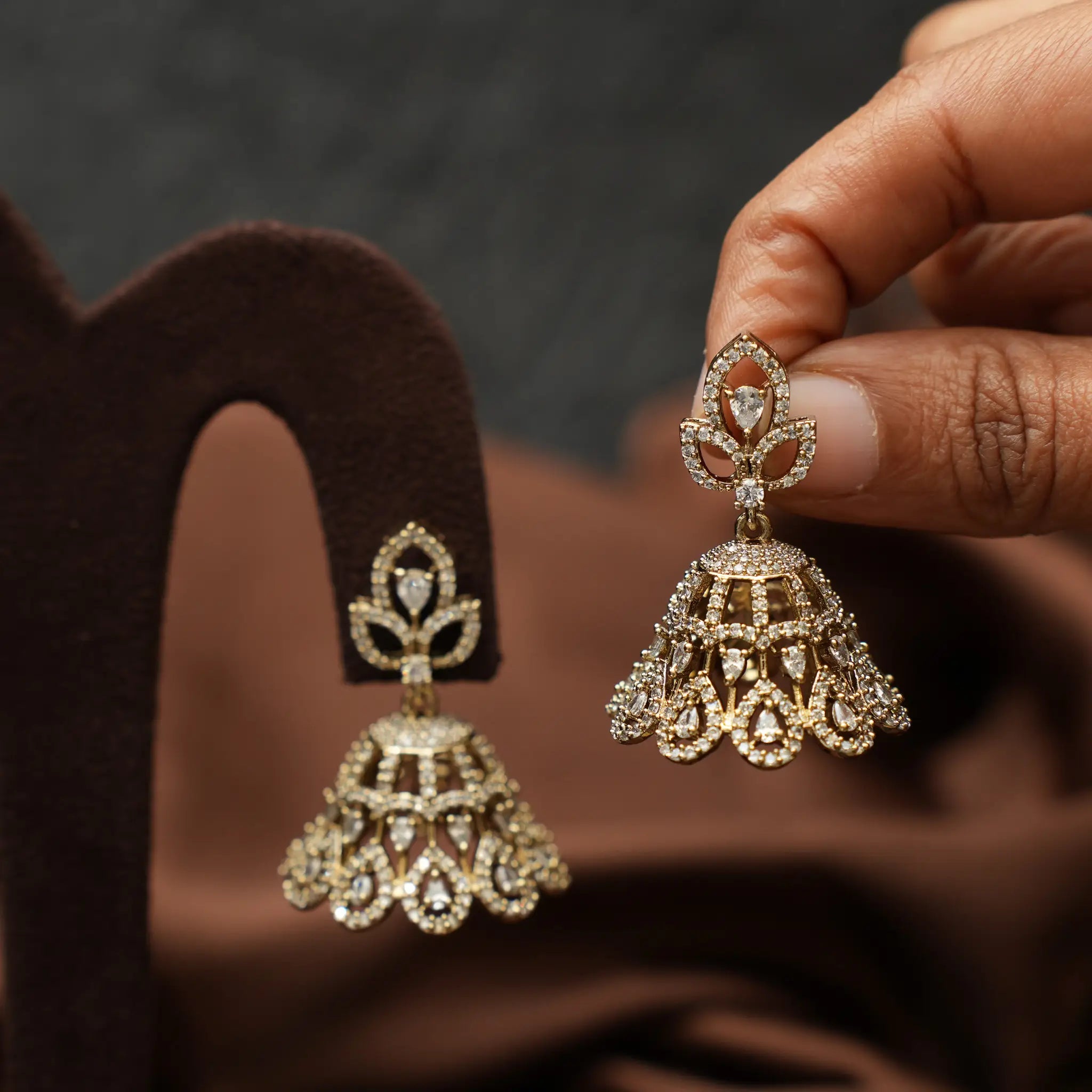 Moulisha Zircon Jhumka Earrings