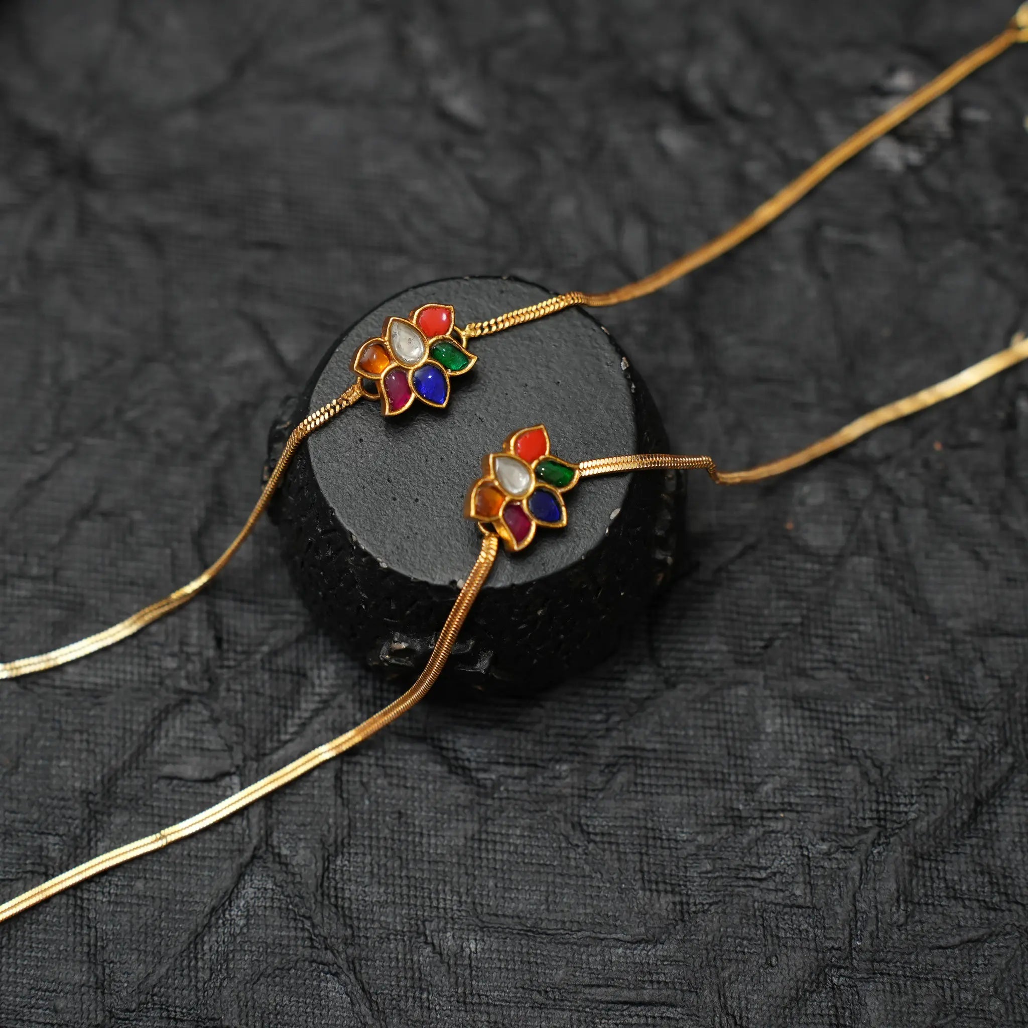 Myla Silver Anklets - Multicolor