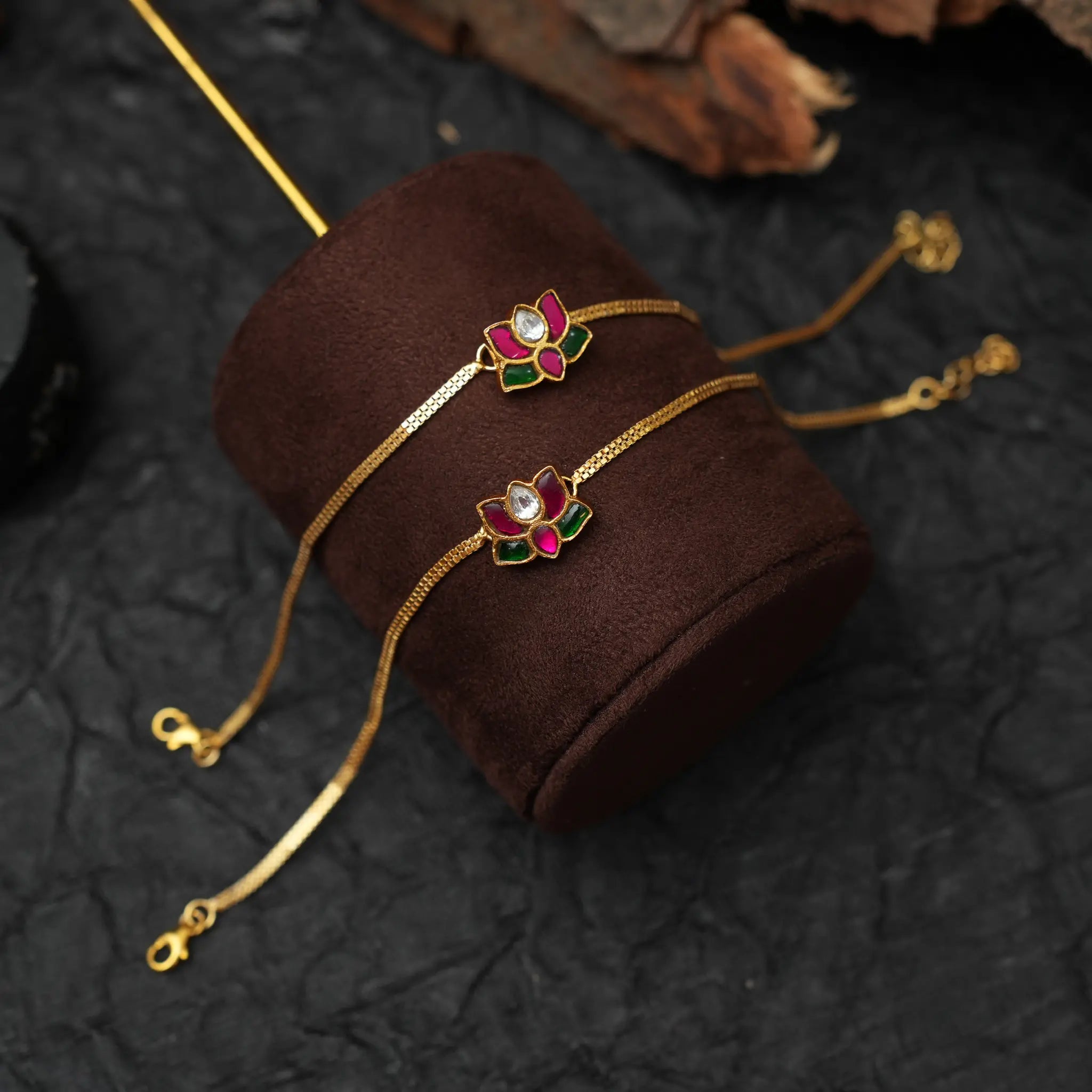 Myla Silver Anklets - Red