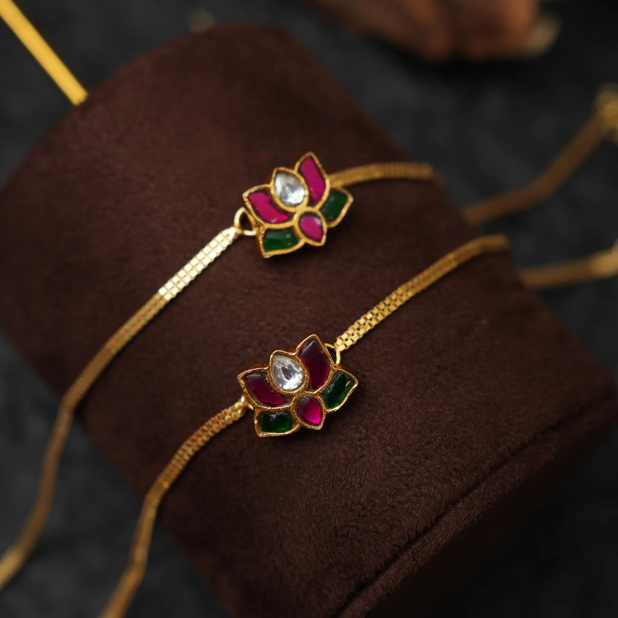 Myla Silver Anklets - Red