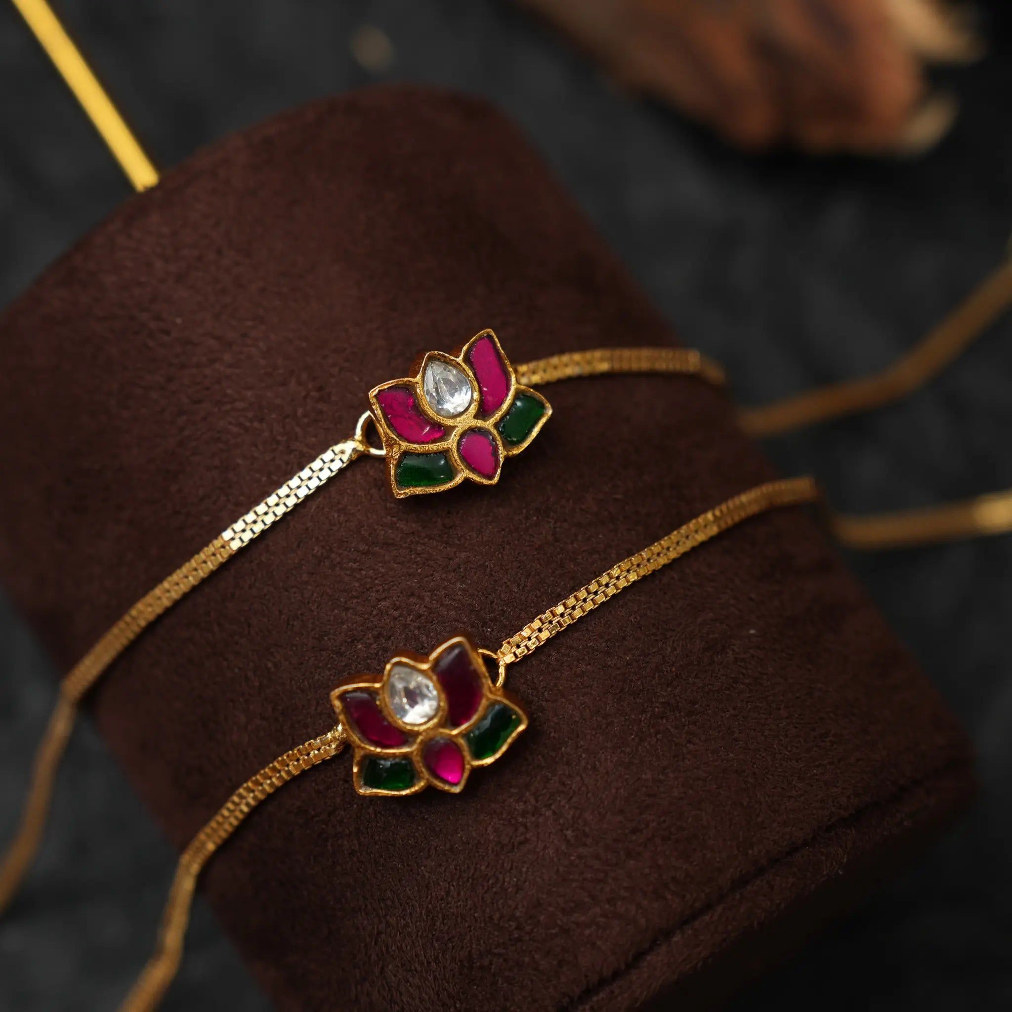 Myla Silver Anklets - Red