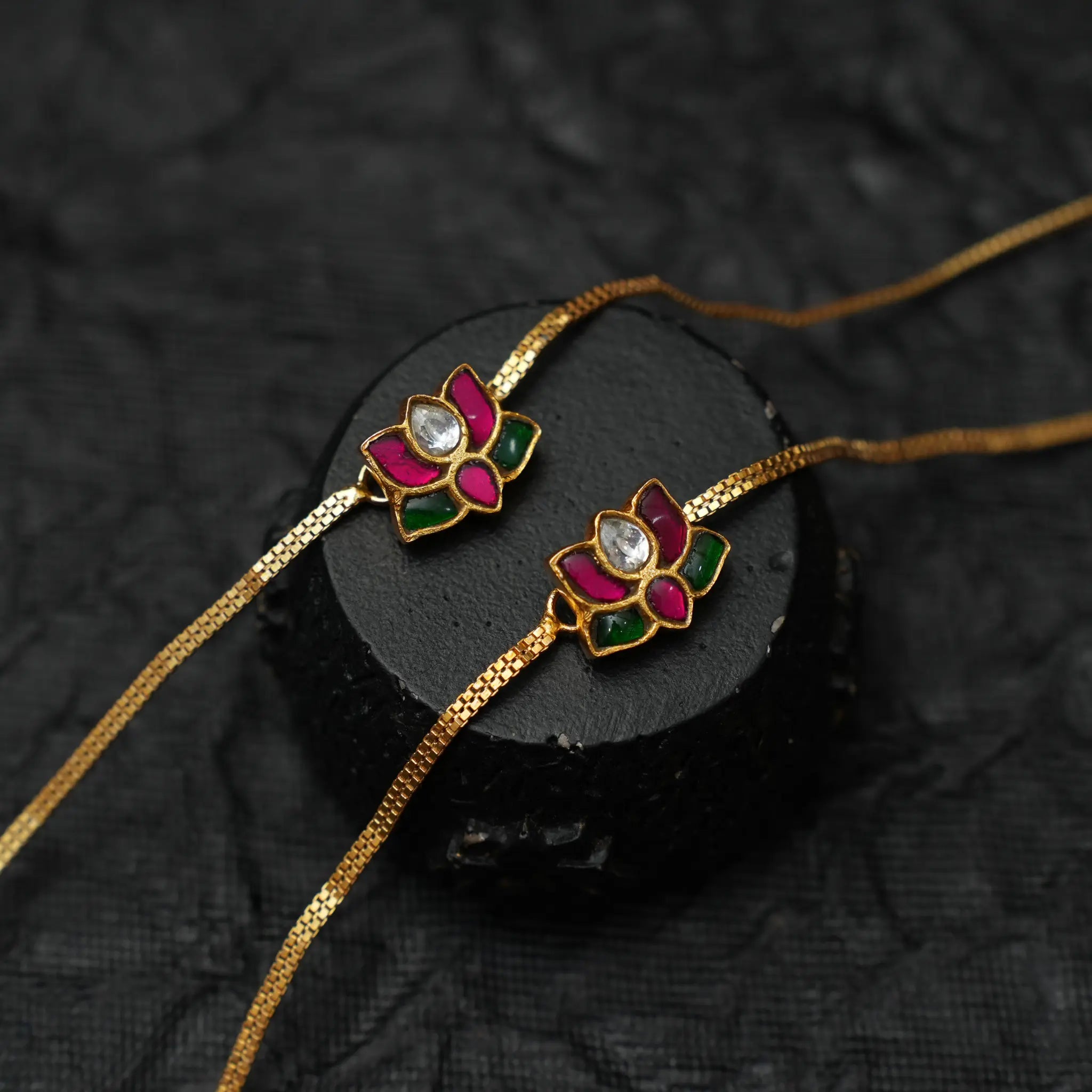 Myla Silver Anklets - Red