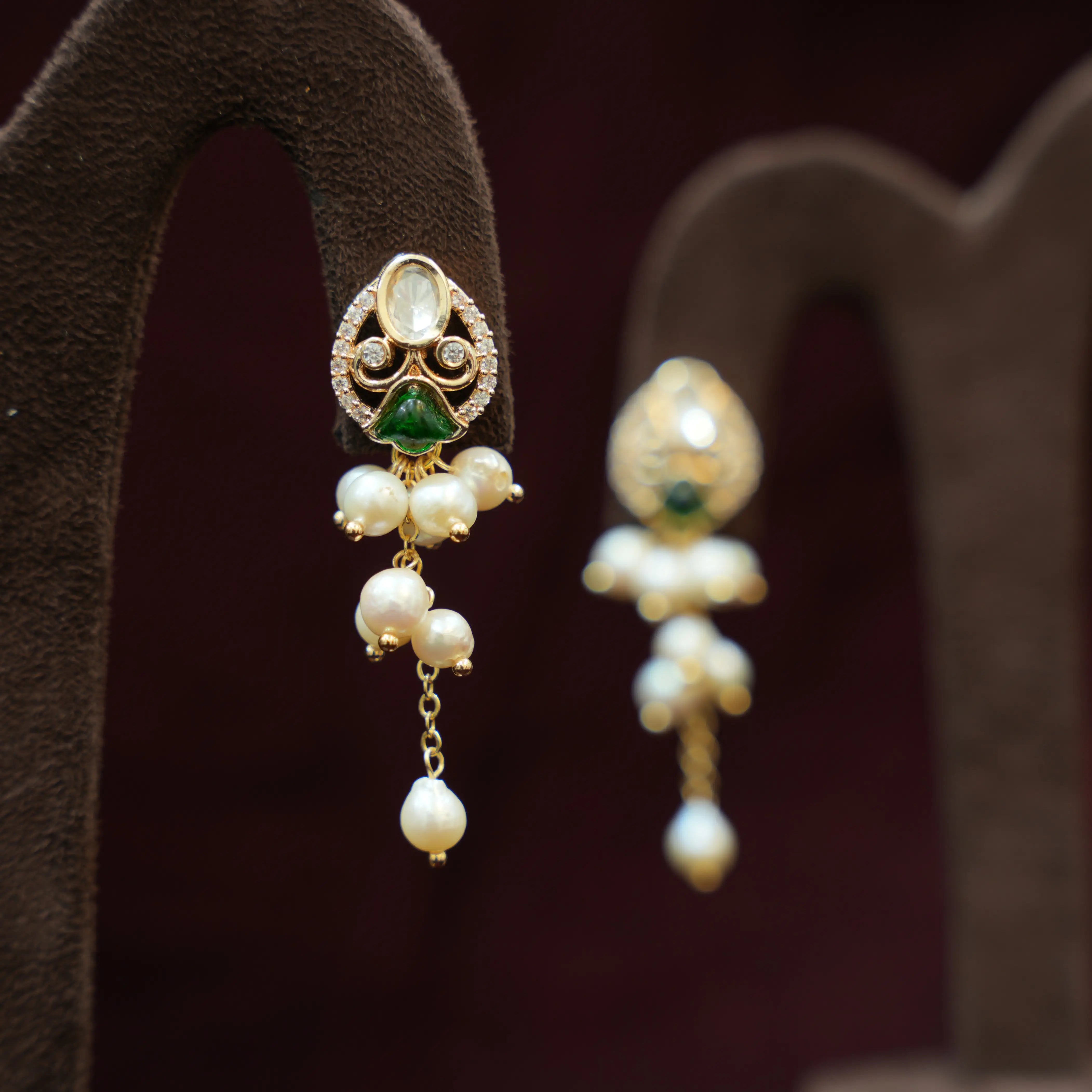 Nadia Polki Designer Earrings - Green