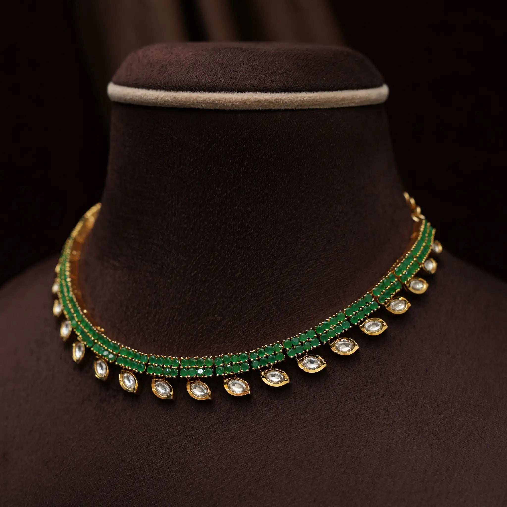 Naina Polki Necklace - Green