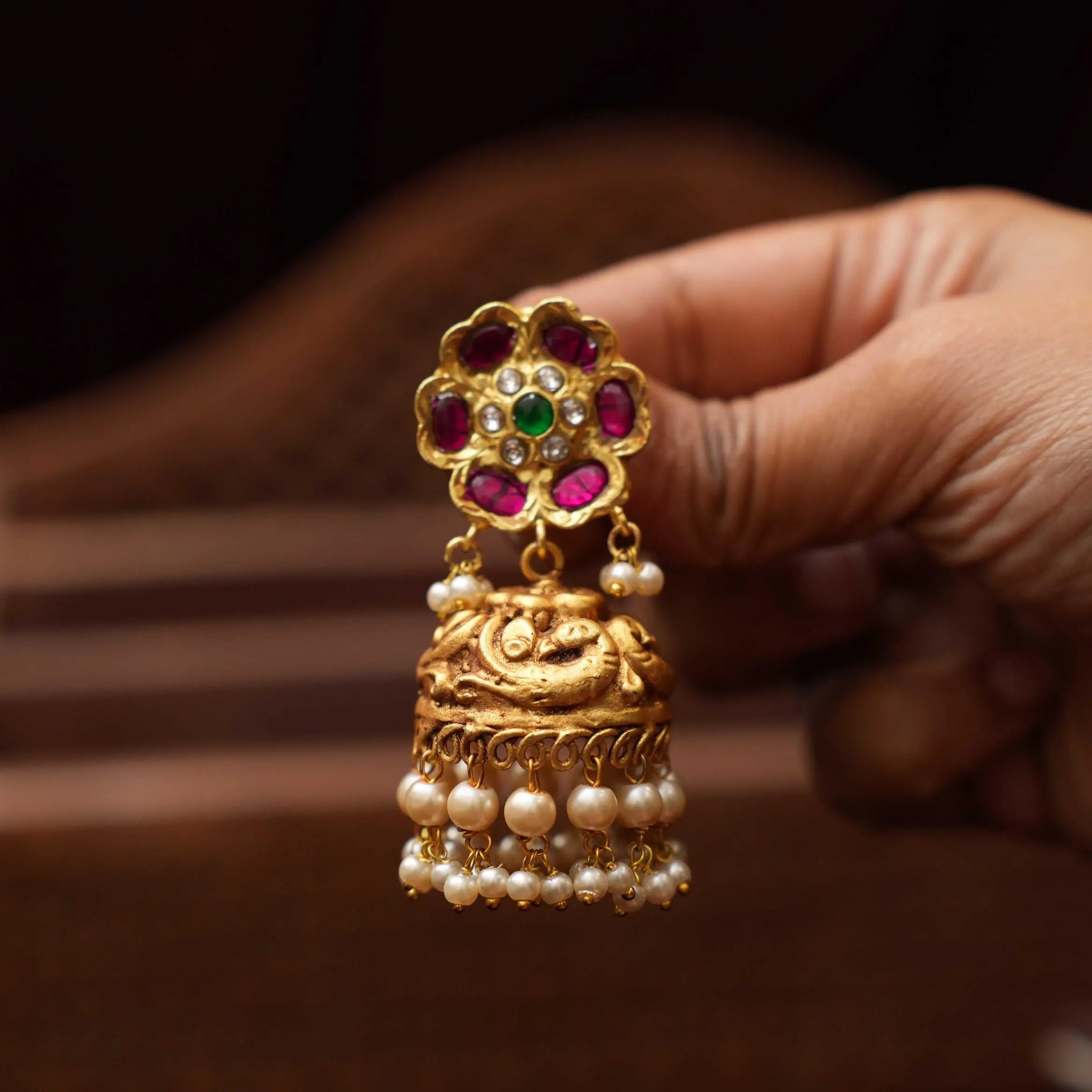 Nandish Antique Jhumka Earrings