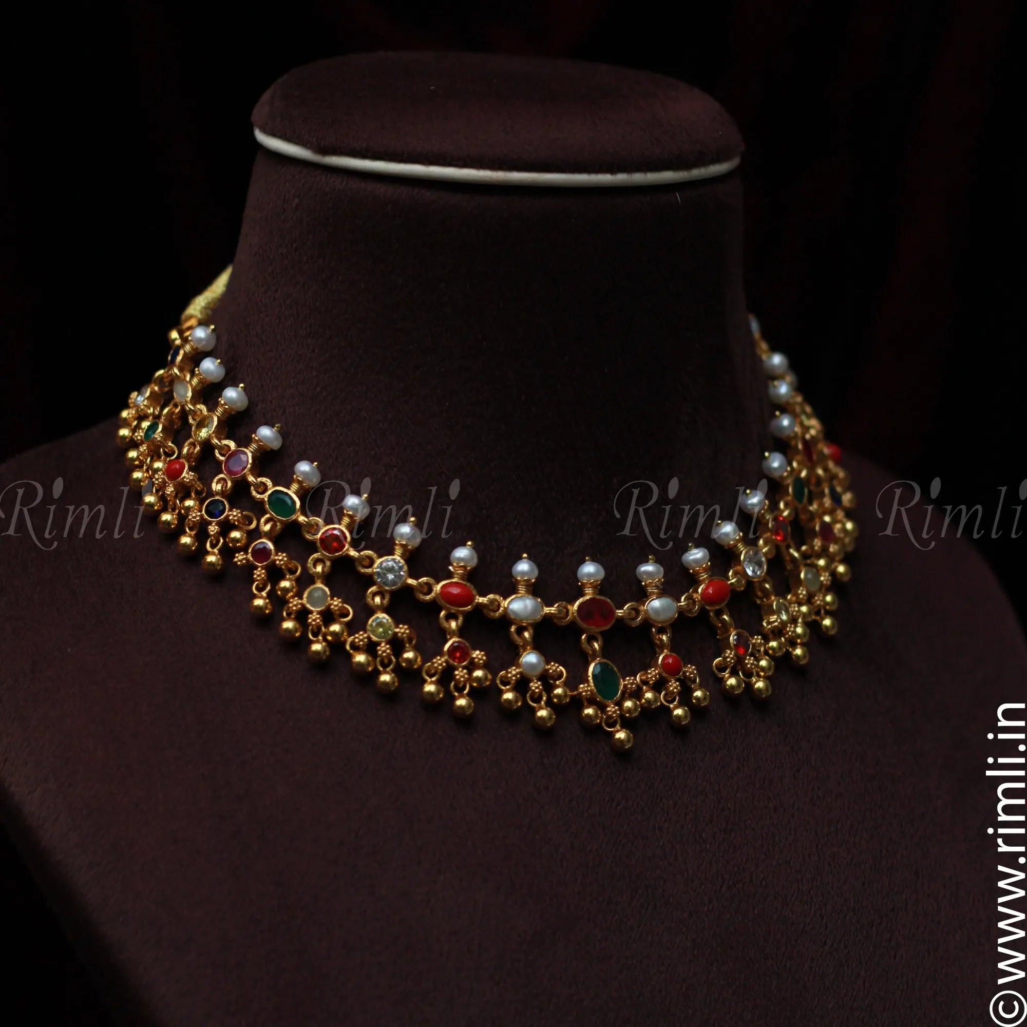 Navarathna Silver Necklace - Rimli Boutique