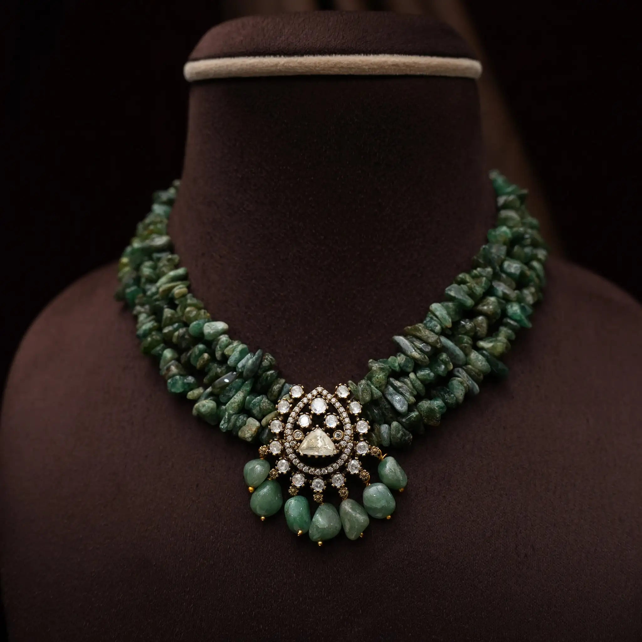 Nayana Beaded Victorian Choker - Green