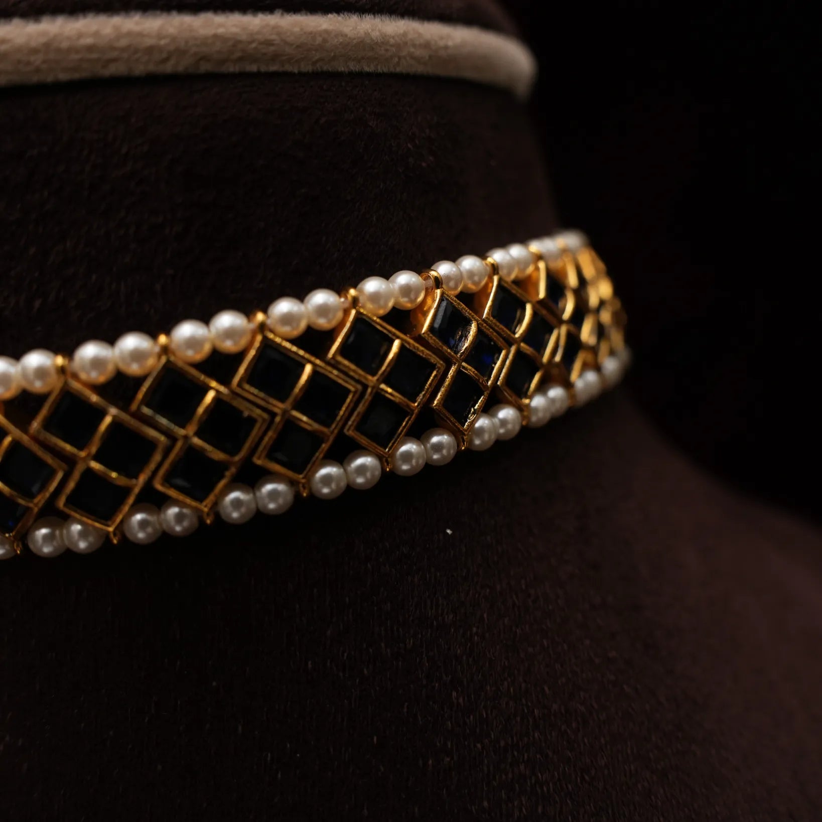 Nayana Polki Choker - Blue