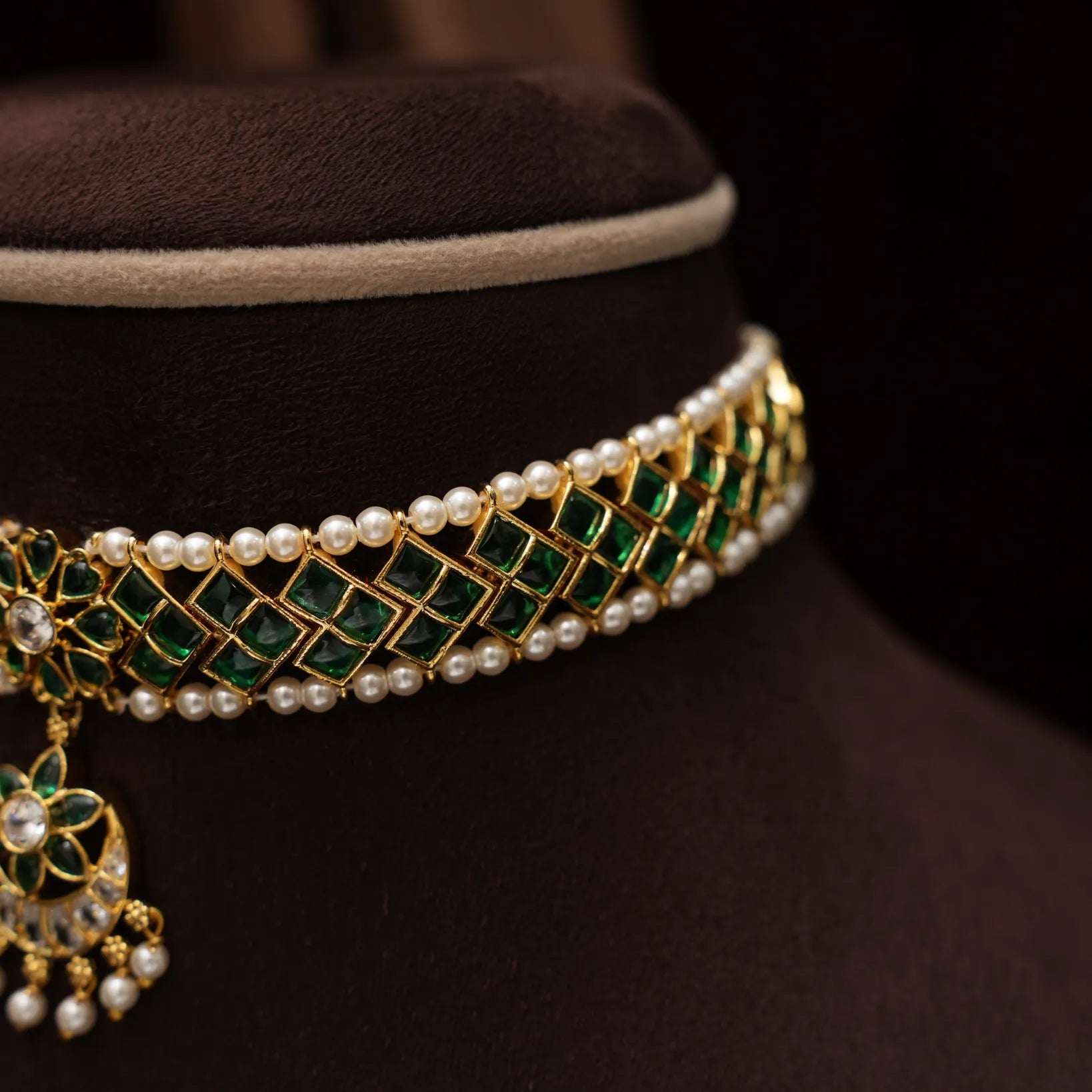 Nayana Polki Choker - Green