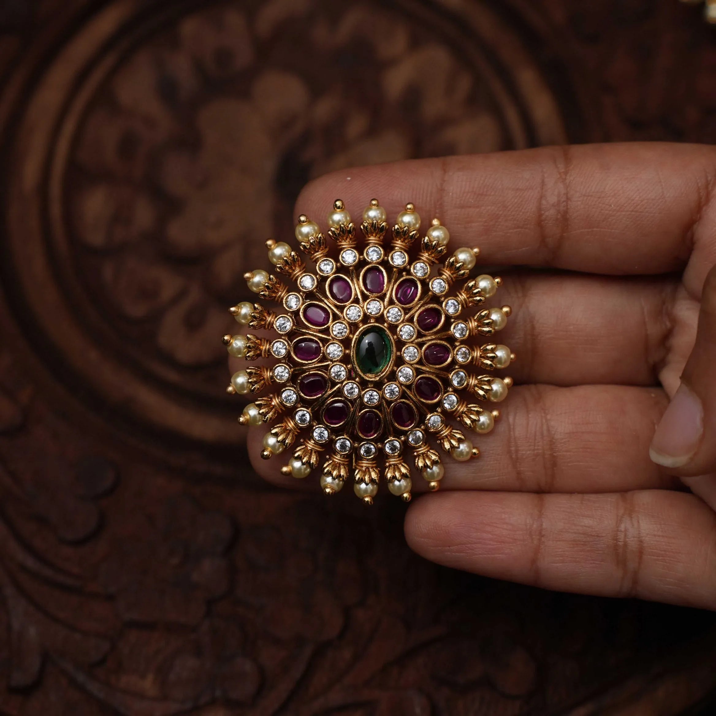 Neesha Antique Rakkodi / Hair Pins - Green