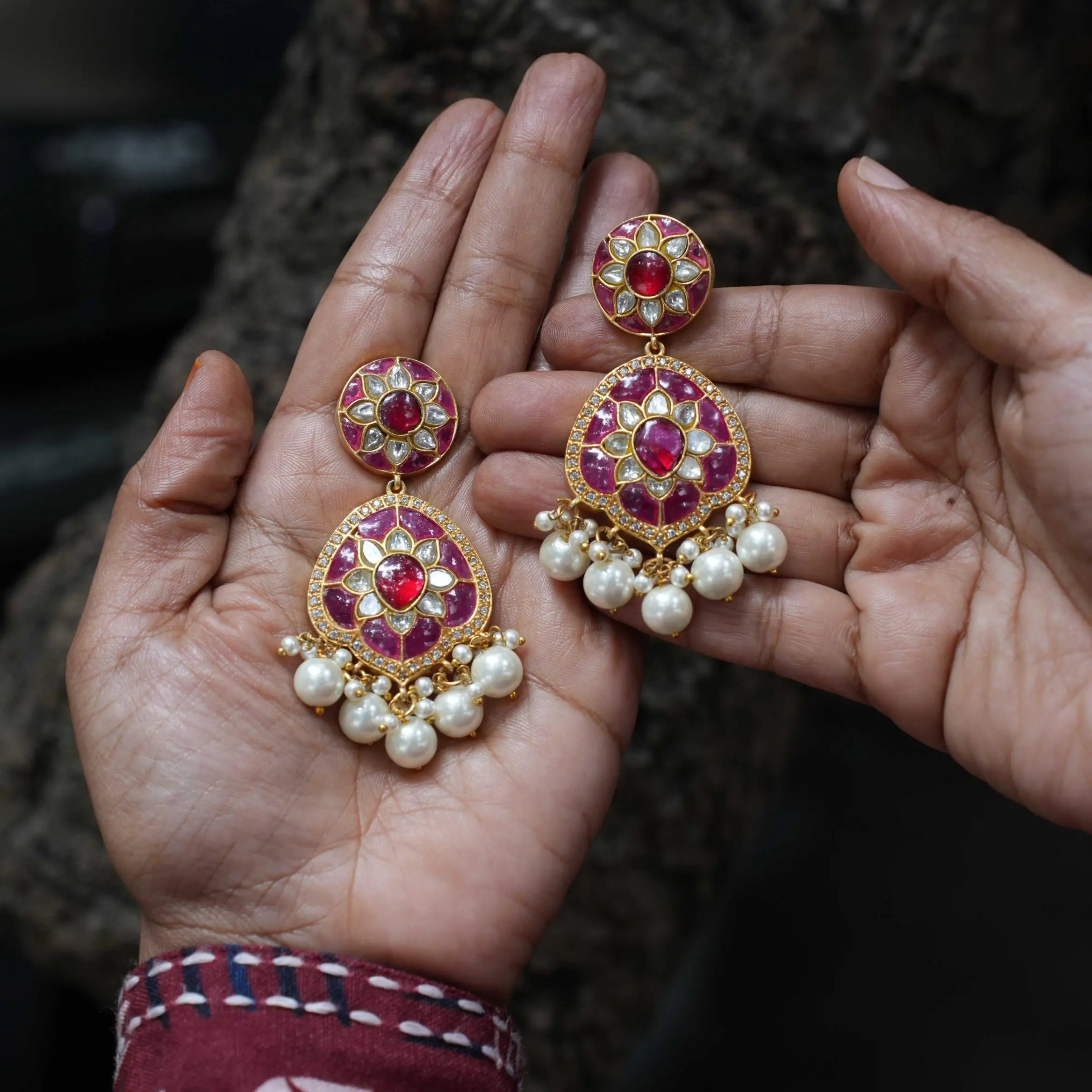 Neesha Polki Designer Earrings
