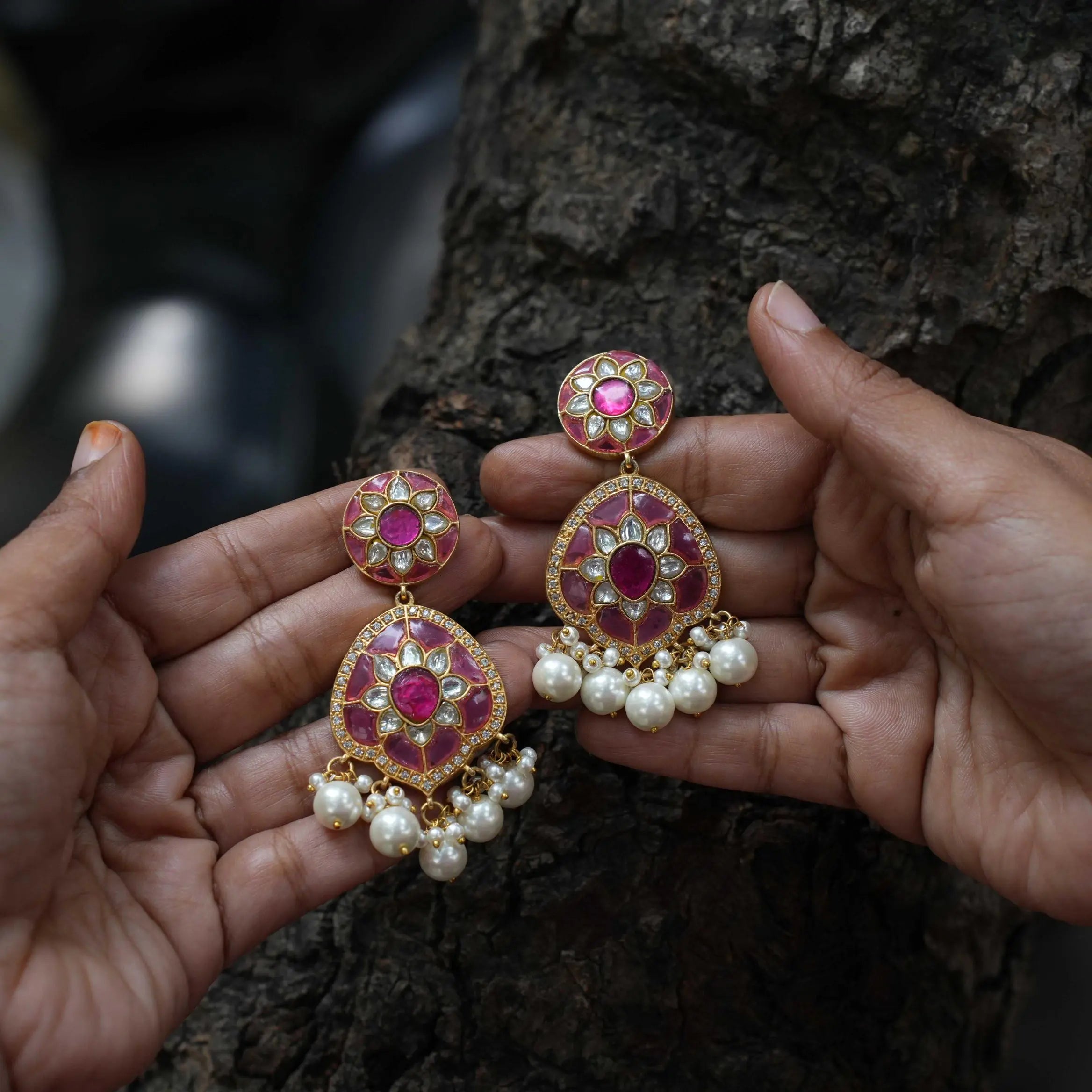 Neesha Polki Designer Earrings