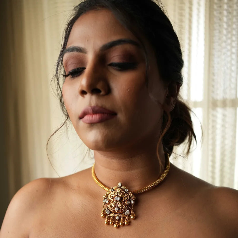 Nethra Silver Hasli Necklace - Zoya