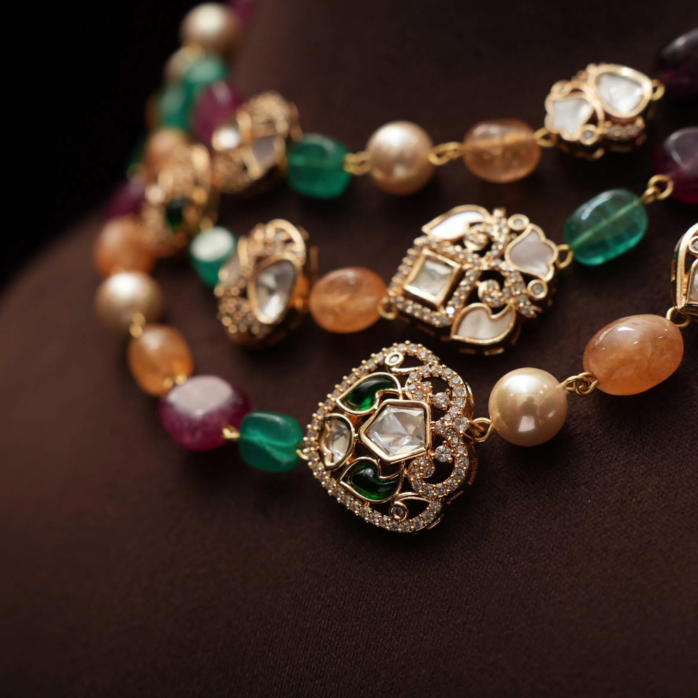 Neven Beaded Kundan Necklace - Sara