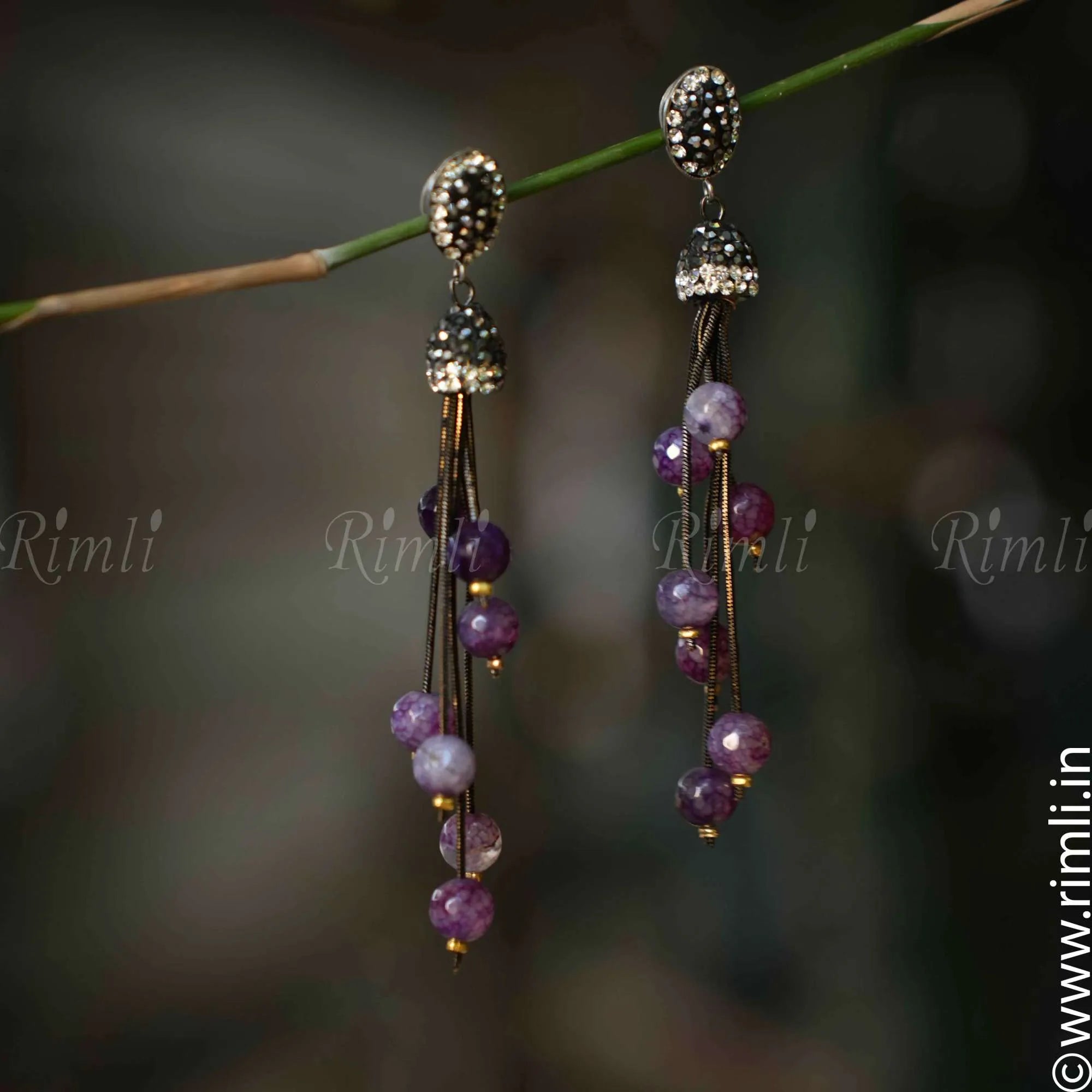 Abhaya Designer Earrings - Purple - Rimli Boutique