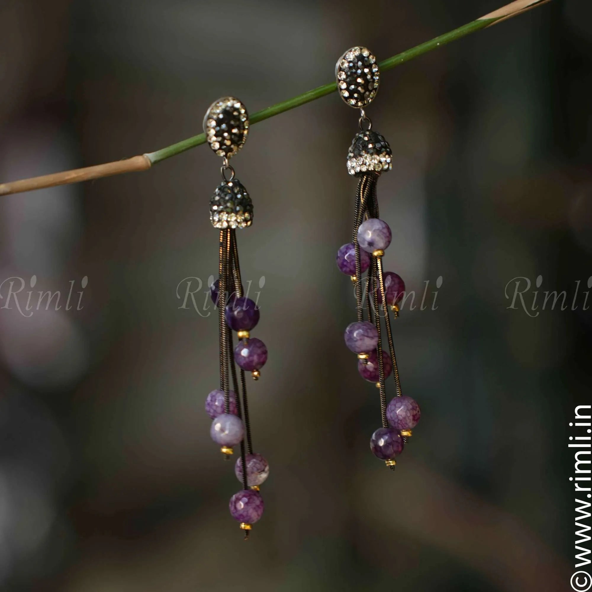 Abhaya Designer Earrings - Purple - Rimli Boutique