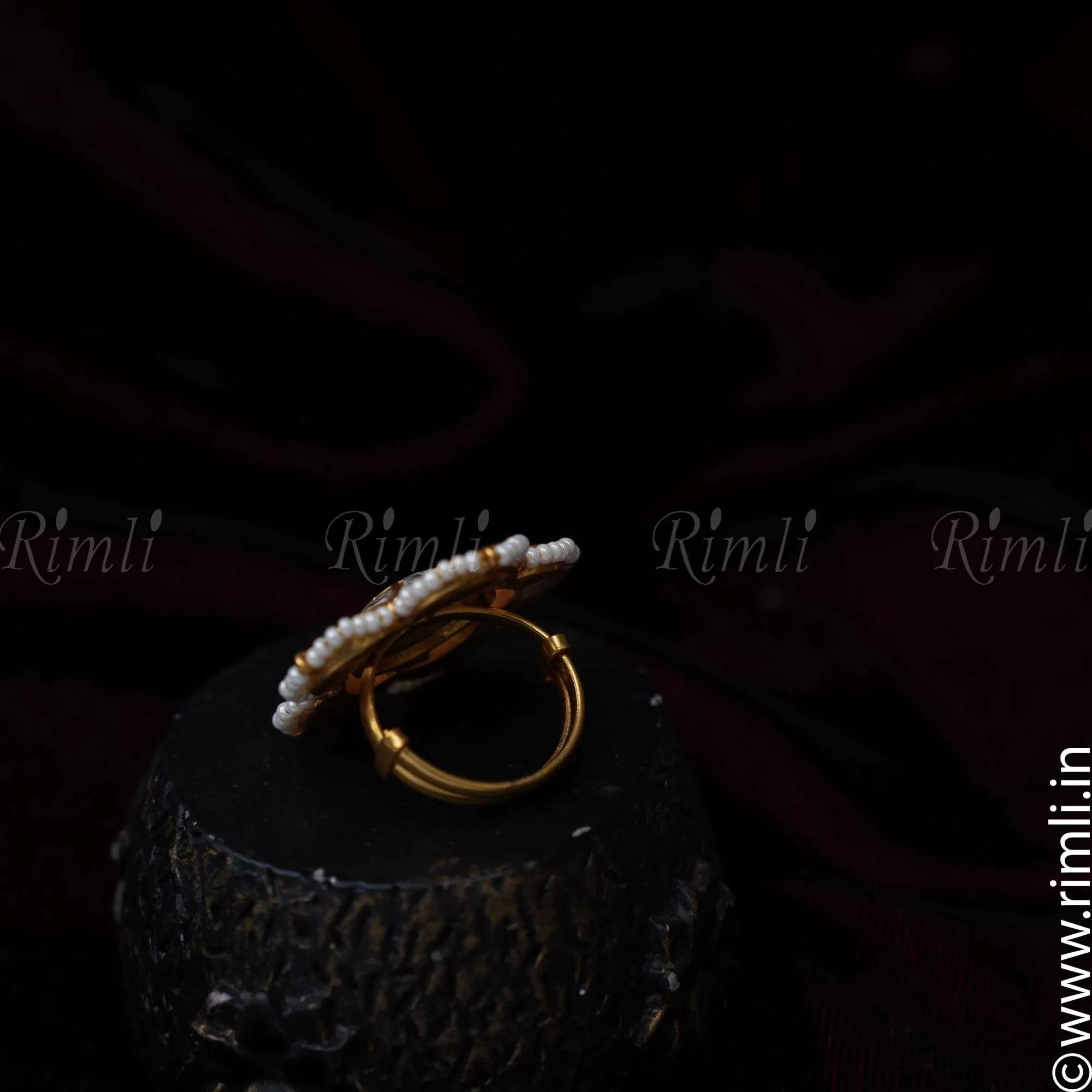 Classic Royal Blue Polki Ring - Rimli Boutique