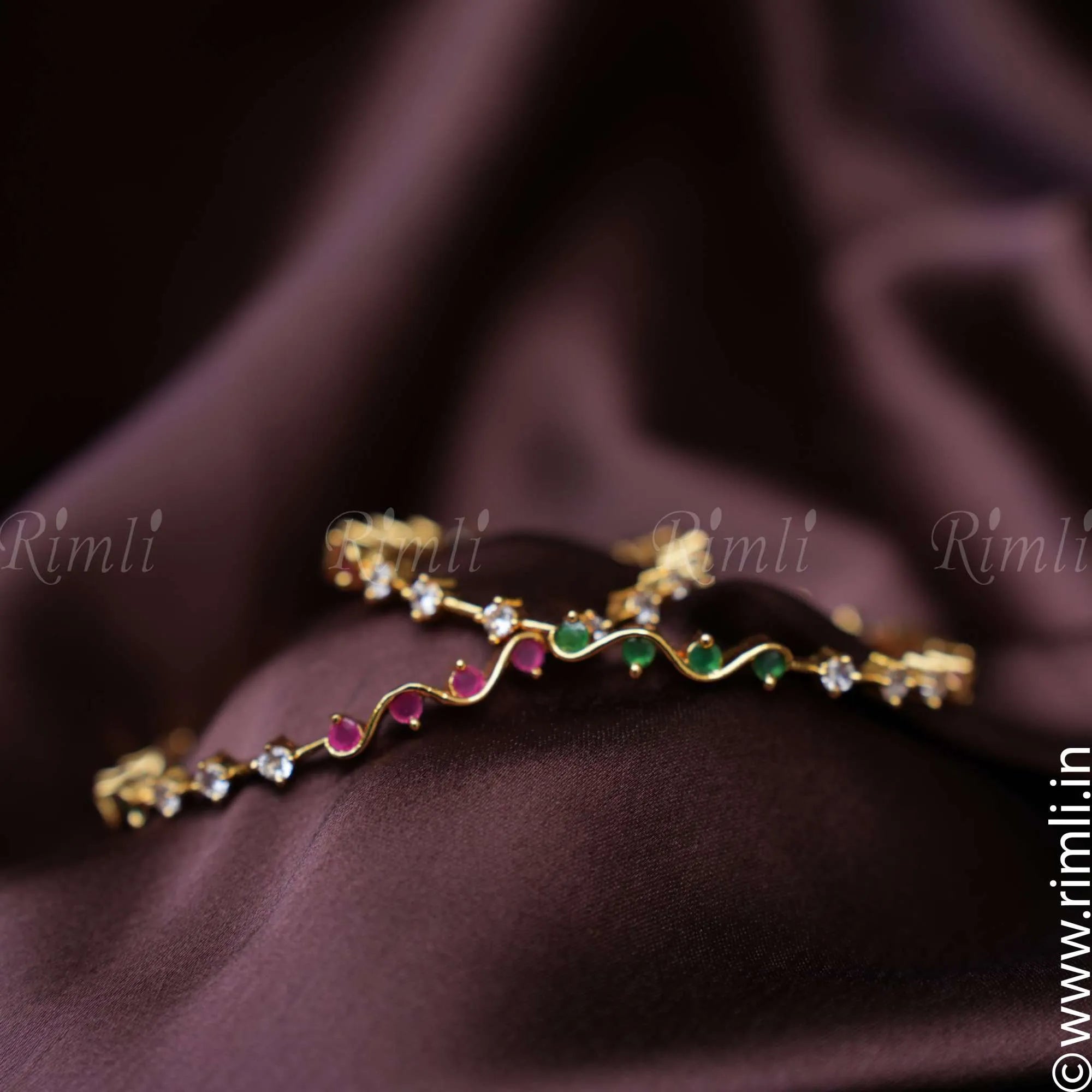 Red & Green Stone Bangles - Rimli Boutique