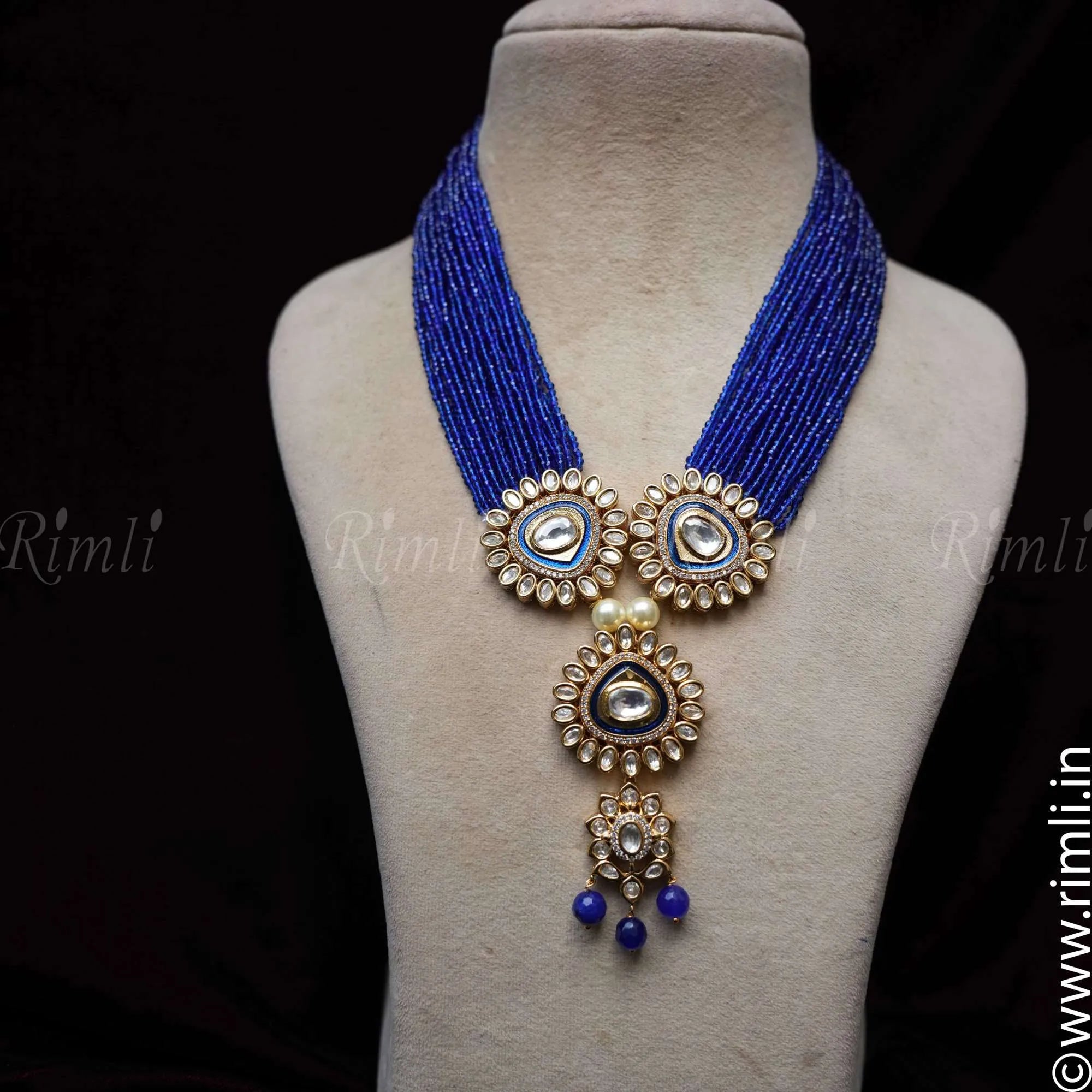 Ragini Beaded Necklace - Blue - Rimli Boutique
