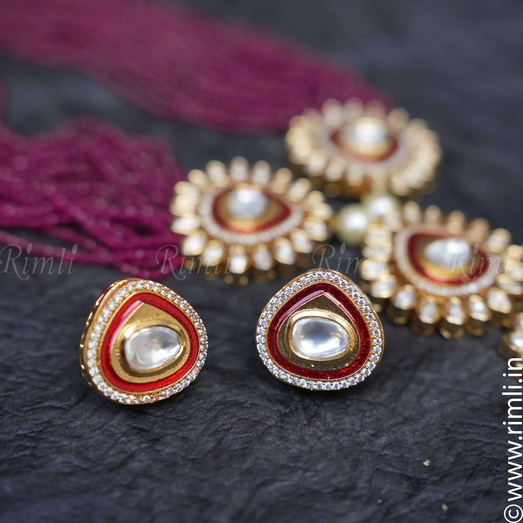 Ragini Beaded Necklace - Magenta - Rimli Boutique