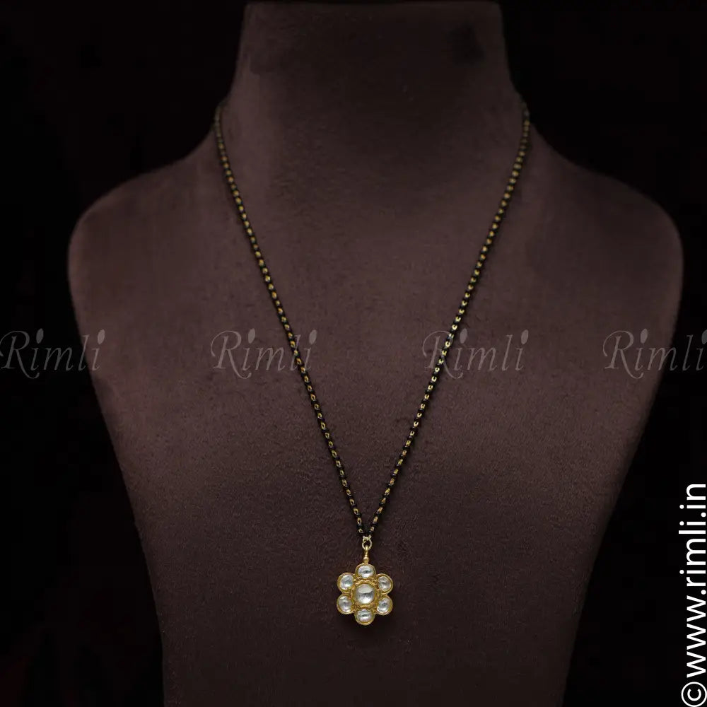 Anamila Silver Black Beaded Chain - White - Rimli Boutique