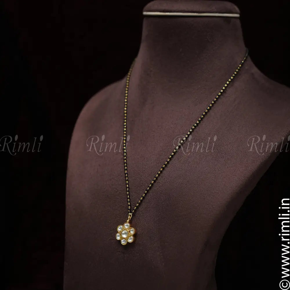 Anamila Silver Black Beaded Chain - White - Rimli Boutique