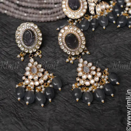 Dharu Polki Choker - Grey - Rimli Boutique