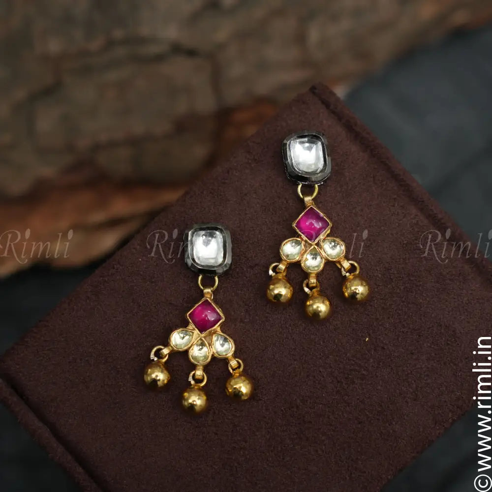Avni Polki Earrings - Pink - Rimli Boutique