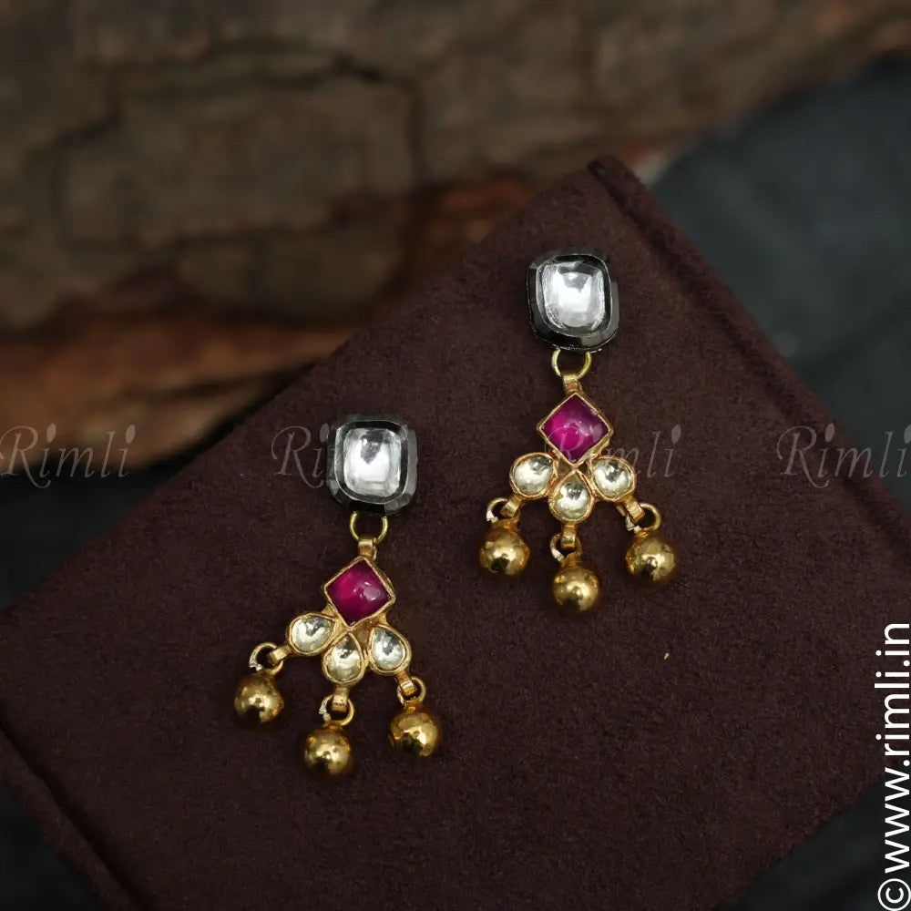 Avni Polki Earrings - Pink - Rimli Boutique