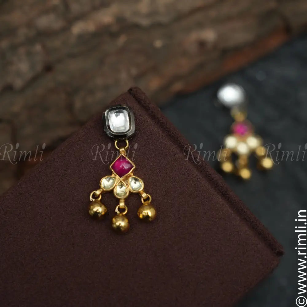 Avni Polki Earrings - Pink - Rimli Boutique