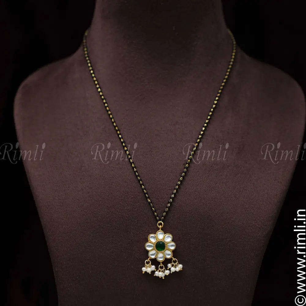 Anamila Silver Black Beaded Chain - White Pearl - Rimli Boutique