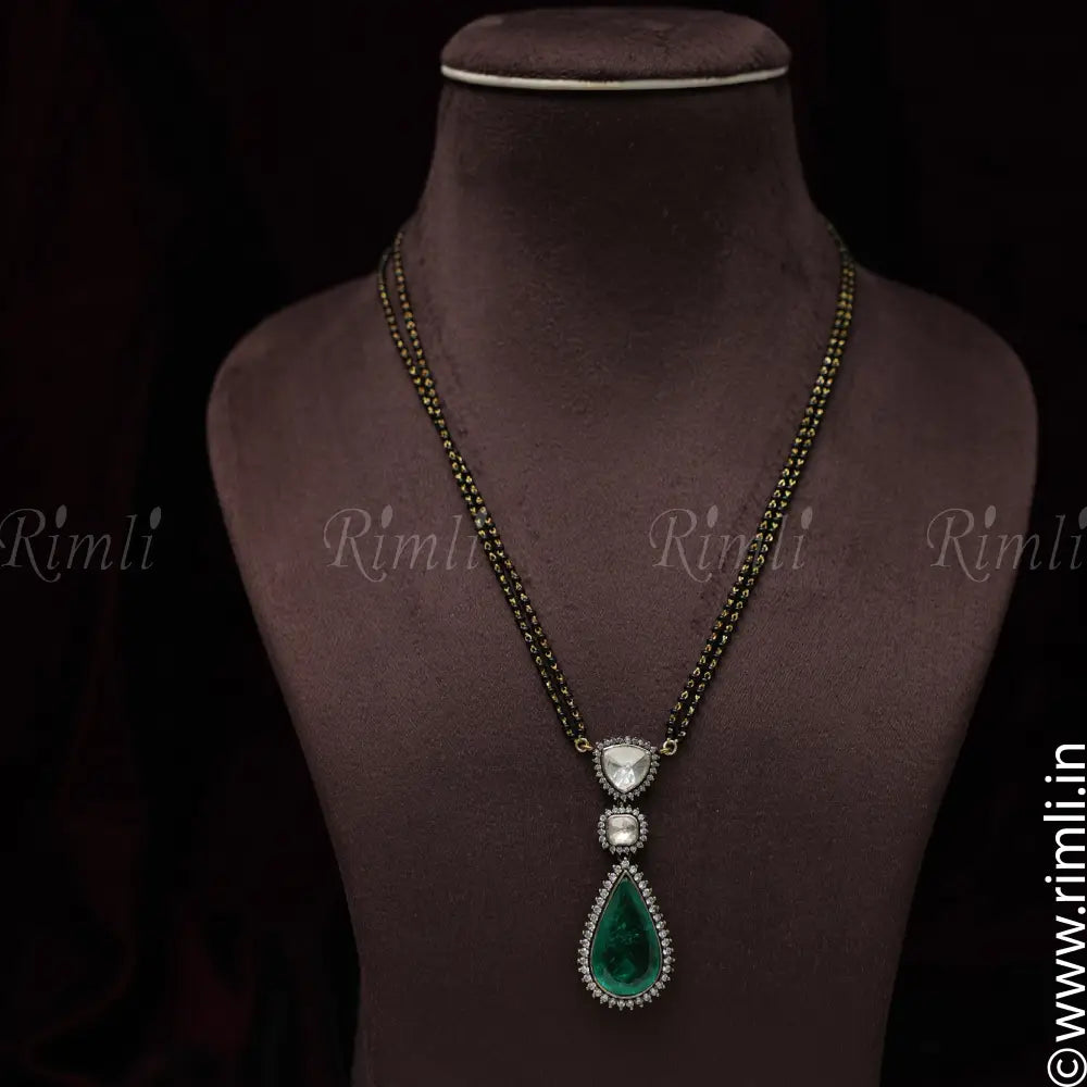 Lekha Silver Black Beaded Chain - Rimli Boutique