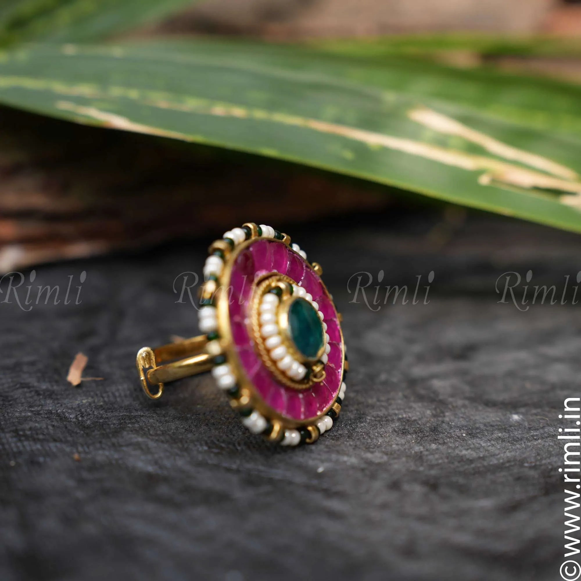 Green Polki Ring - Rimli Boutique