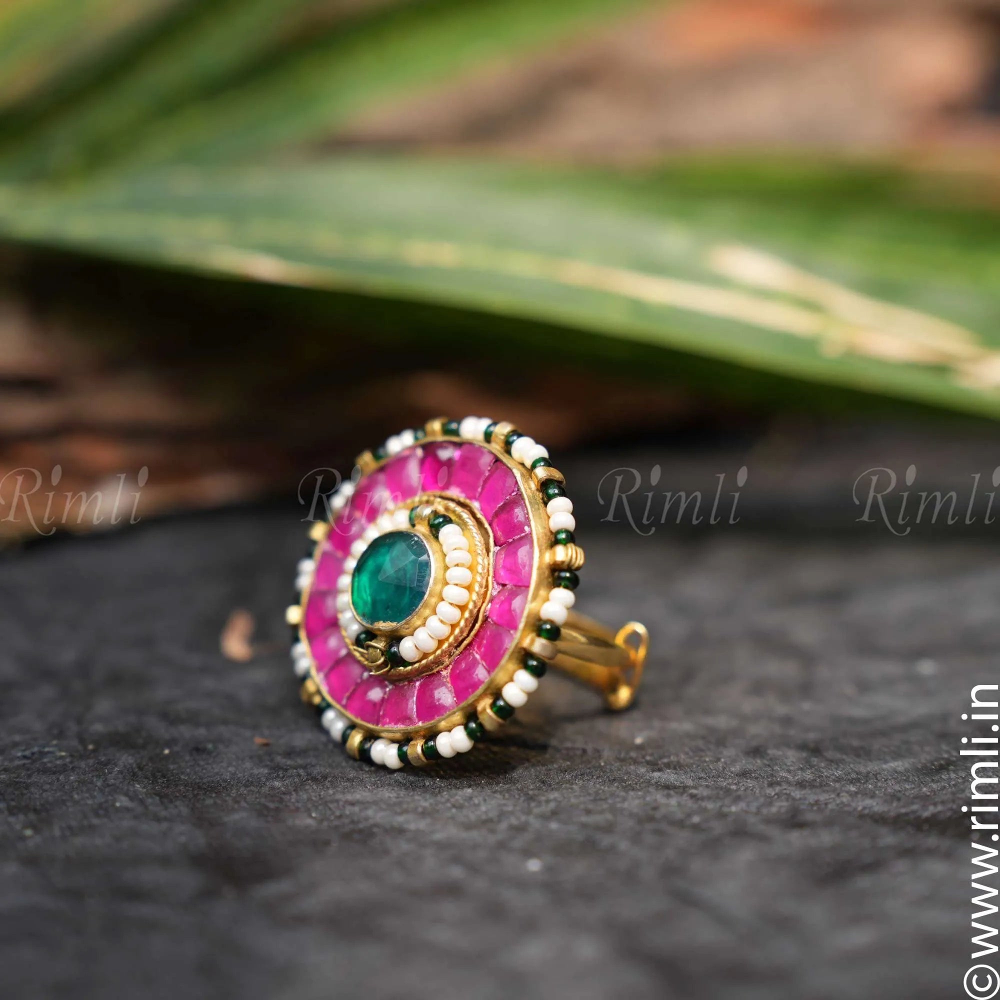 Green Polki Ring - Rimli Boutique