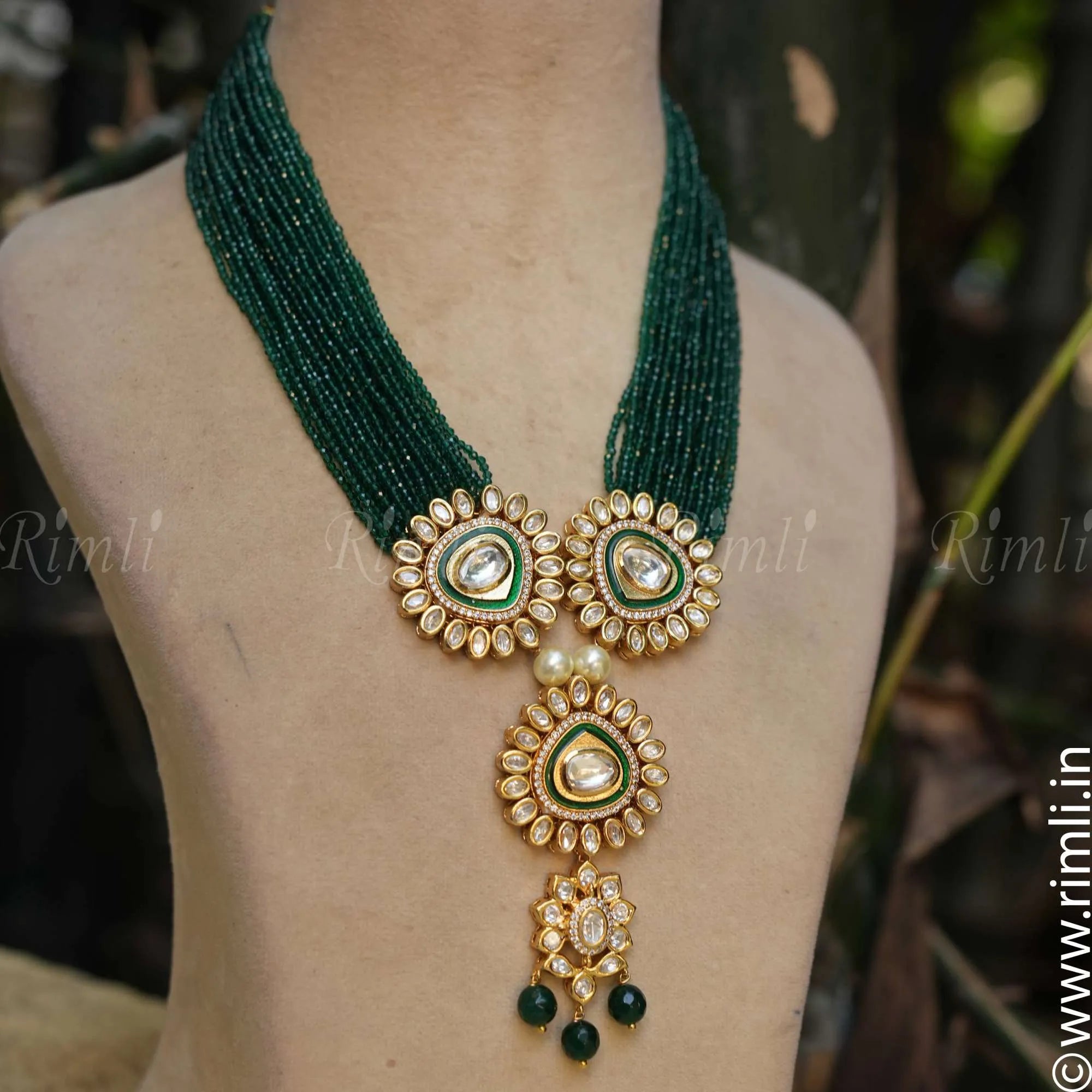 Ragini Beaded Necklace - Green - Rimli Boutique