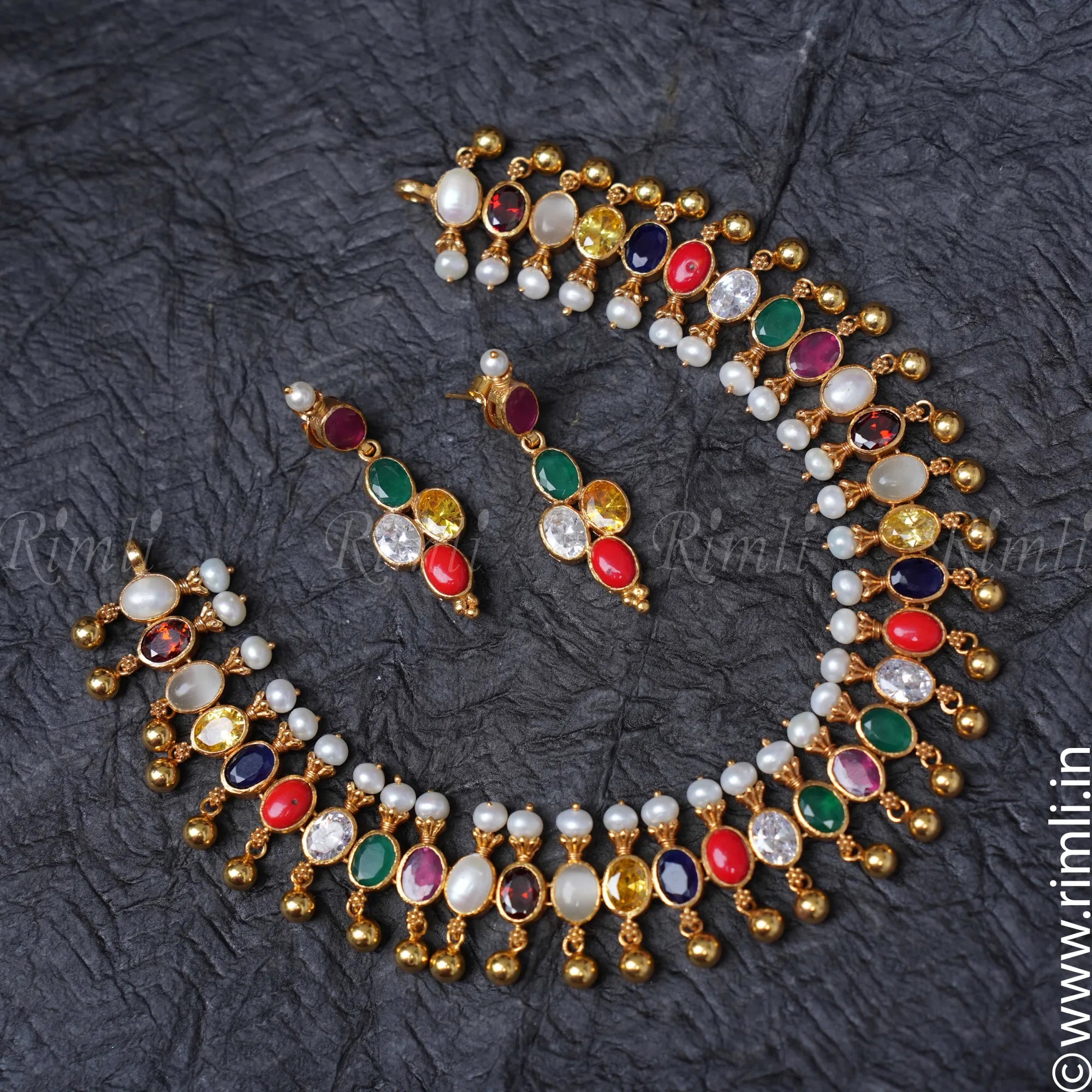 Silver Navrathna Set - Rimli Boutique