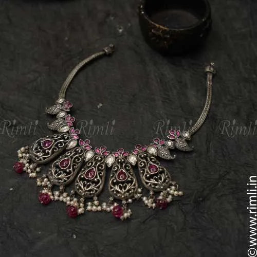 Ethnic Silver Necklace - Rimli Boutique