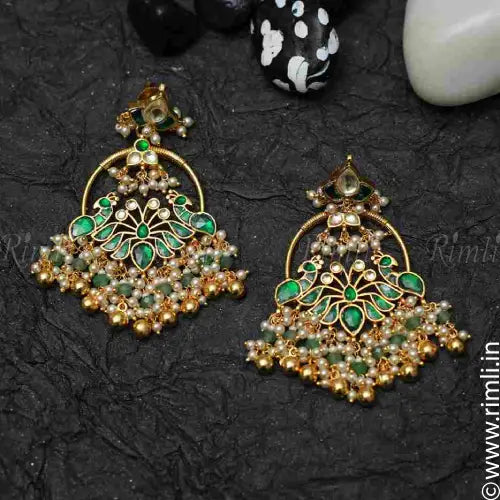 Eshana Chandbali Earrings - Green - Rimli Boutique