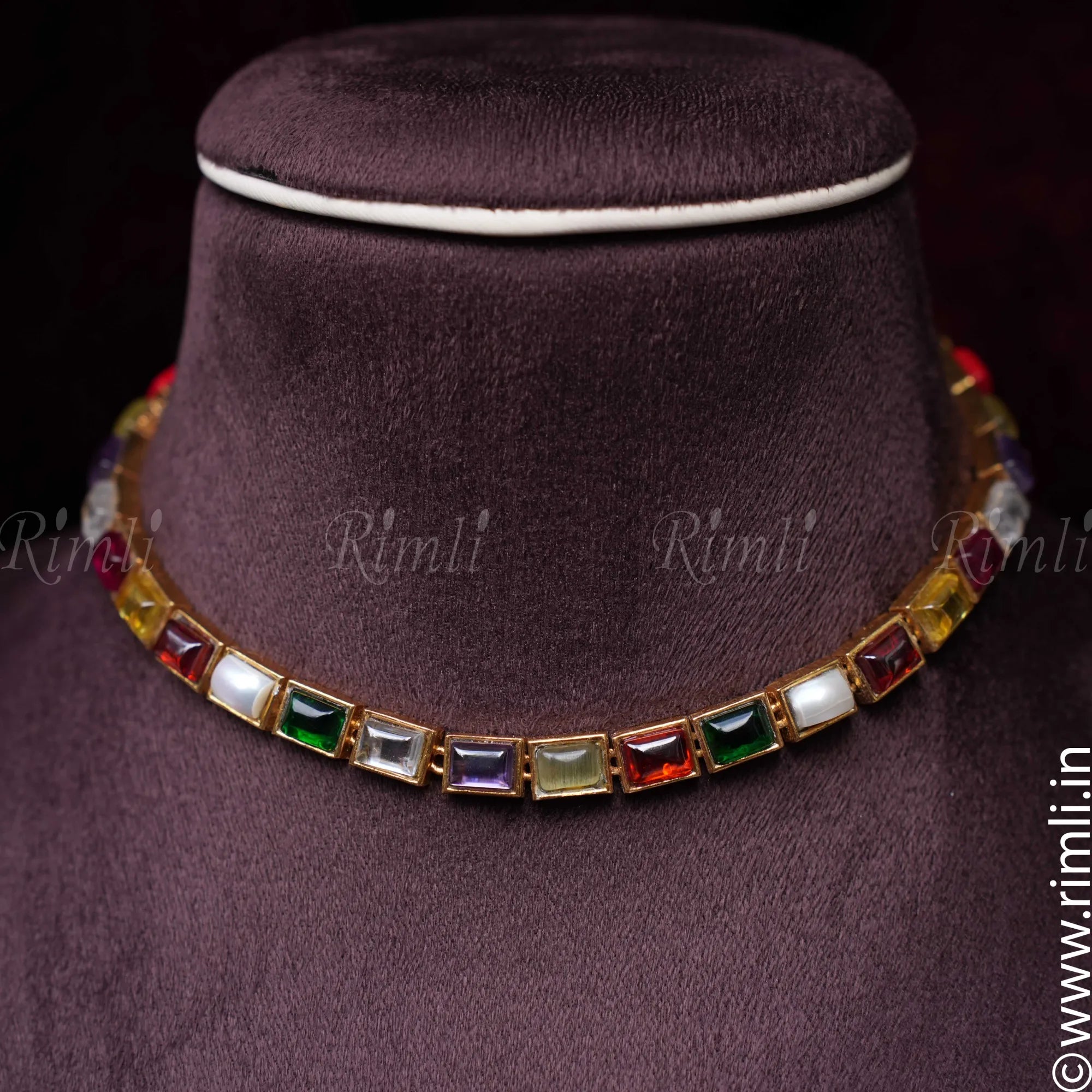 Navrathna Silver Choker - Rimli Boutique