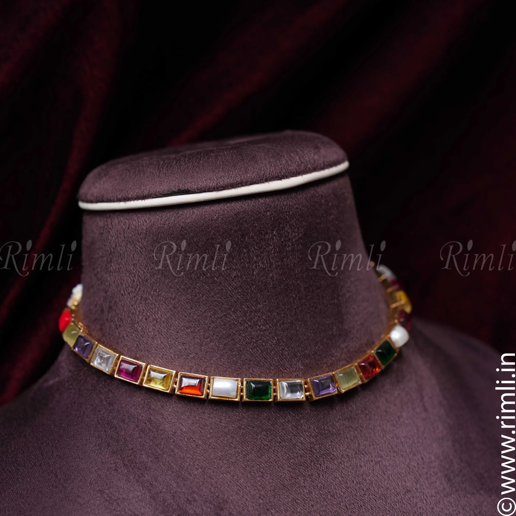 Navrathna Silver Choker - Rimli Boutique