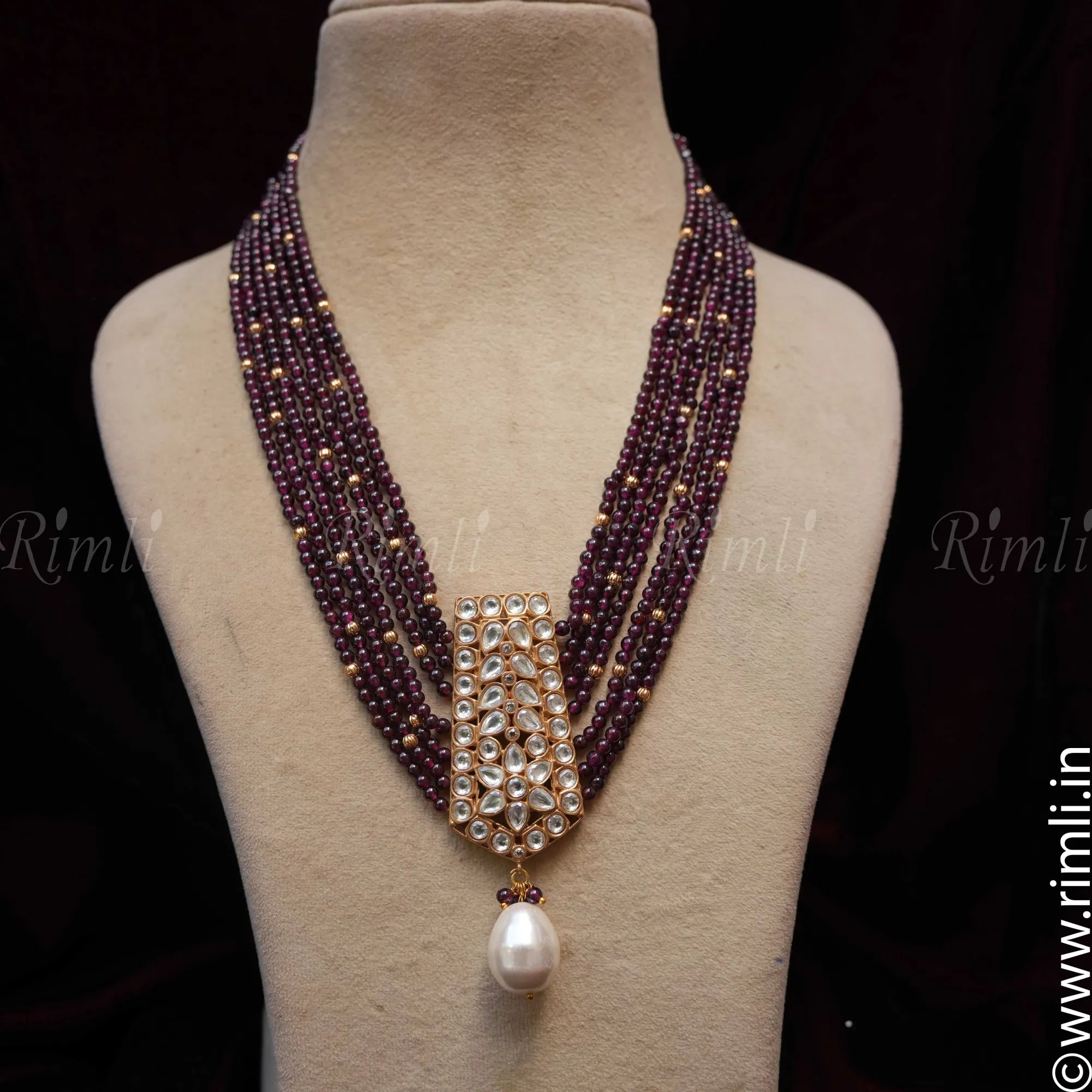 Taisha Beaded Necklace - Mulberry - Rimli Boutique