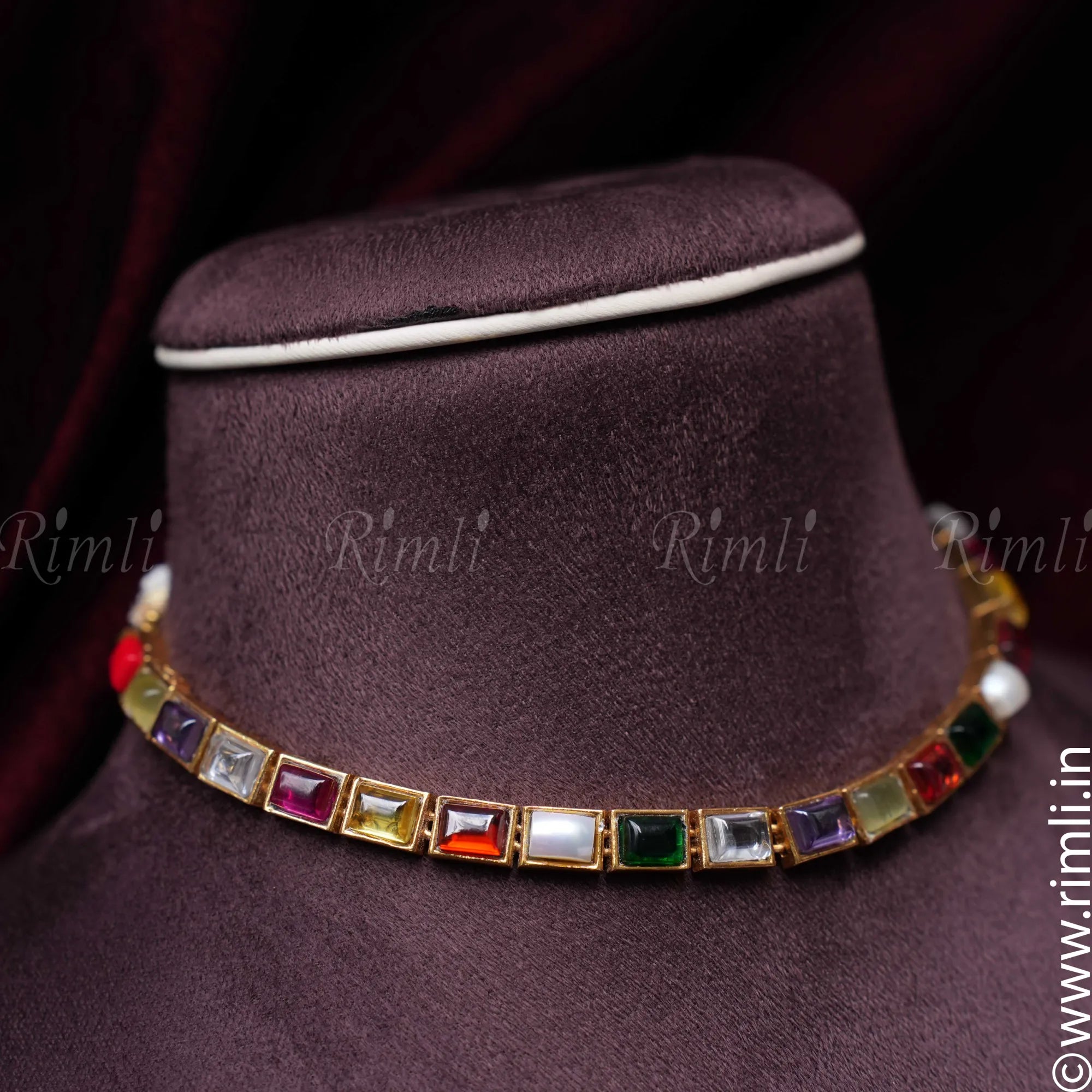 Navrathna Silver Choker - Rimli Boutique