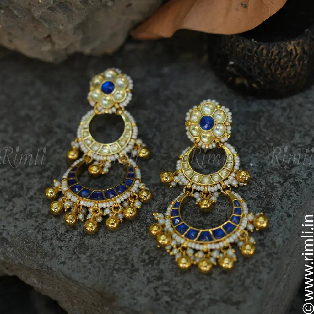 Anila Blue Chandbali Earrings