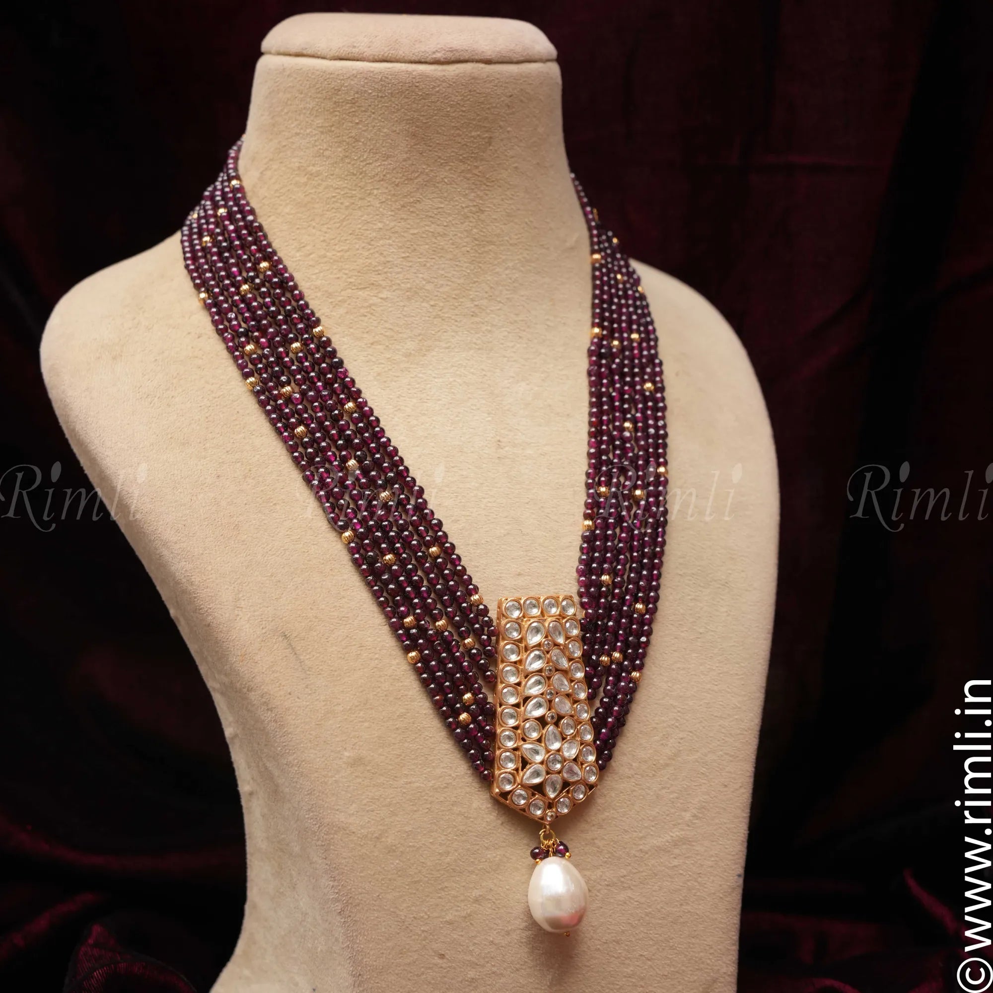 Taisha Beaded Necklace - Mulberry - Rimli Boutique