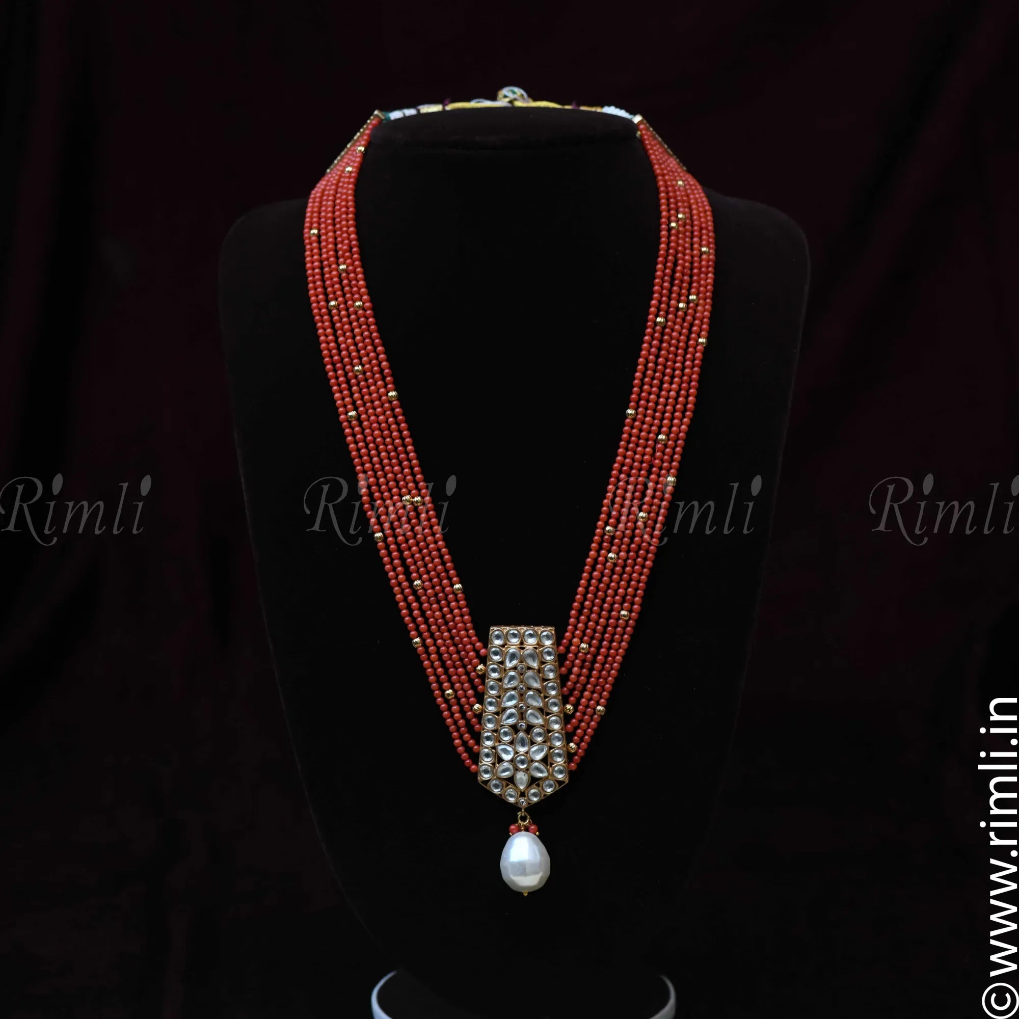 Taisha Beaded Necklace - Coral - Rimli Boutique