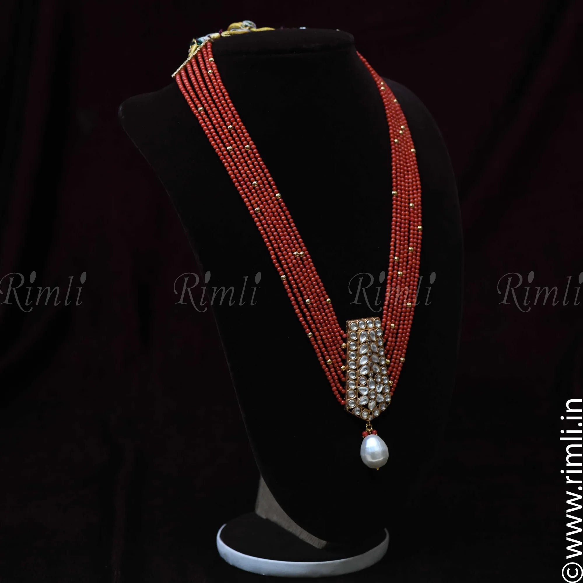 Taisha Beaded Necklace - Coral - Rimli Boutique