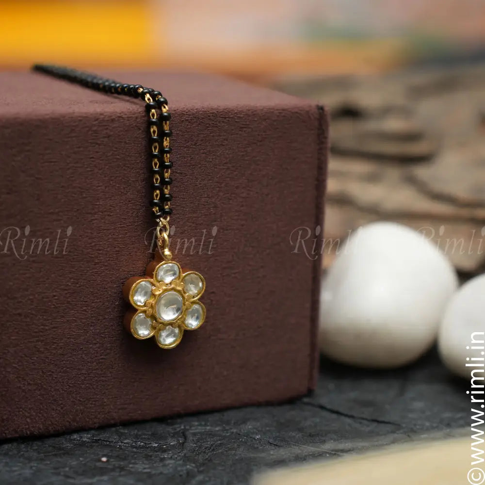 Anamila Silver Black Beaded Chain - White - Rimli Boutique